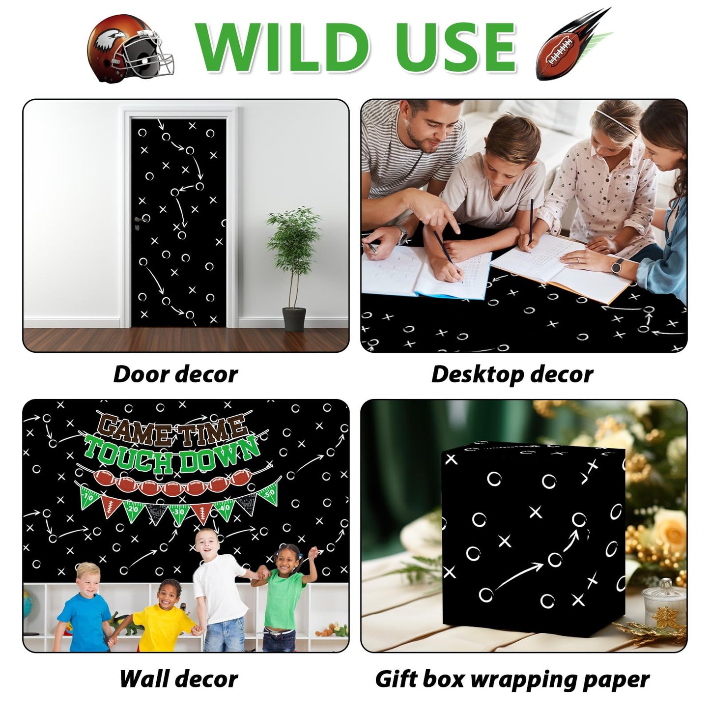 Qyeahkj Football Bulletin Board Paper Roll Football Tactic Bulletin Board Background Paper Fade Resistant Classroom Decoration Poster Art Craft Home Wall Education Decoration Supplies 17.7in x 20ft