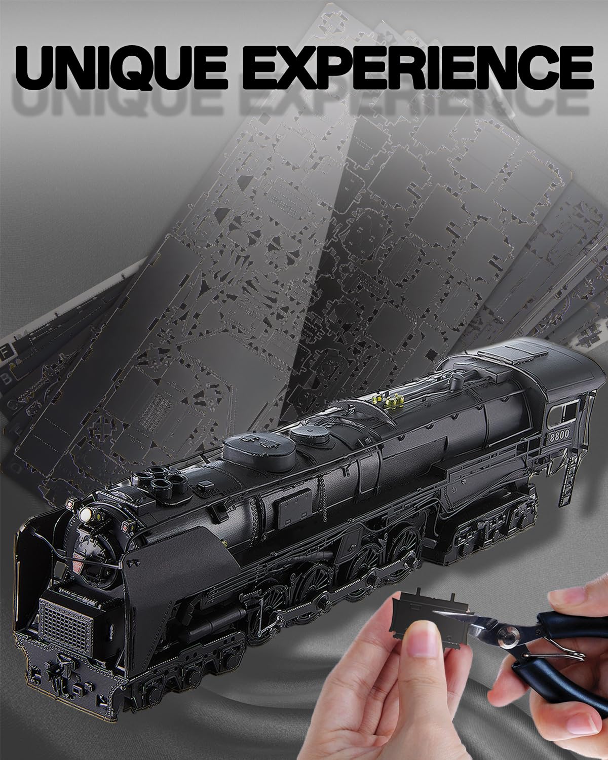 Piececool 3D Metal Puzzles for Adults, Class S-2 Locomotive Steam Train Model Building kit, Hobbies DIY Creative Gifts for Christmas Birthday Valentines Day