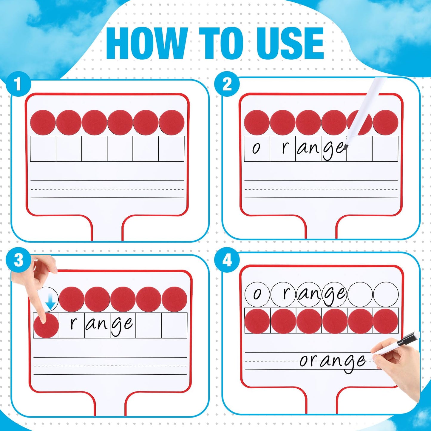 Seajan 6 Pcs Magnetic Dry Erase Boards 8.3" x 9.8" Double-Sided Handheld Answer Boards with Counting Discs Phonics & Literacy Game Toy for Kids Students Teacher & Classroom(Multi Color)