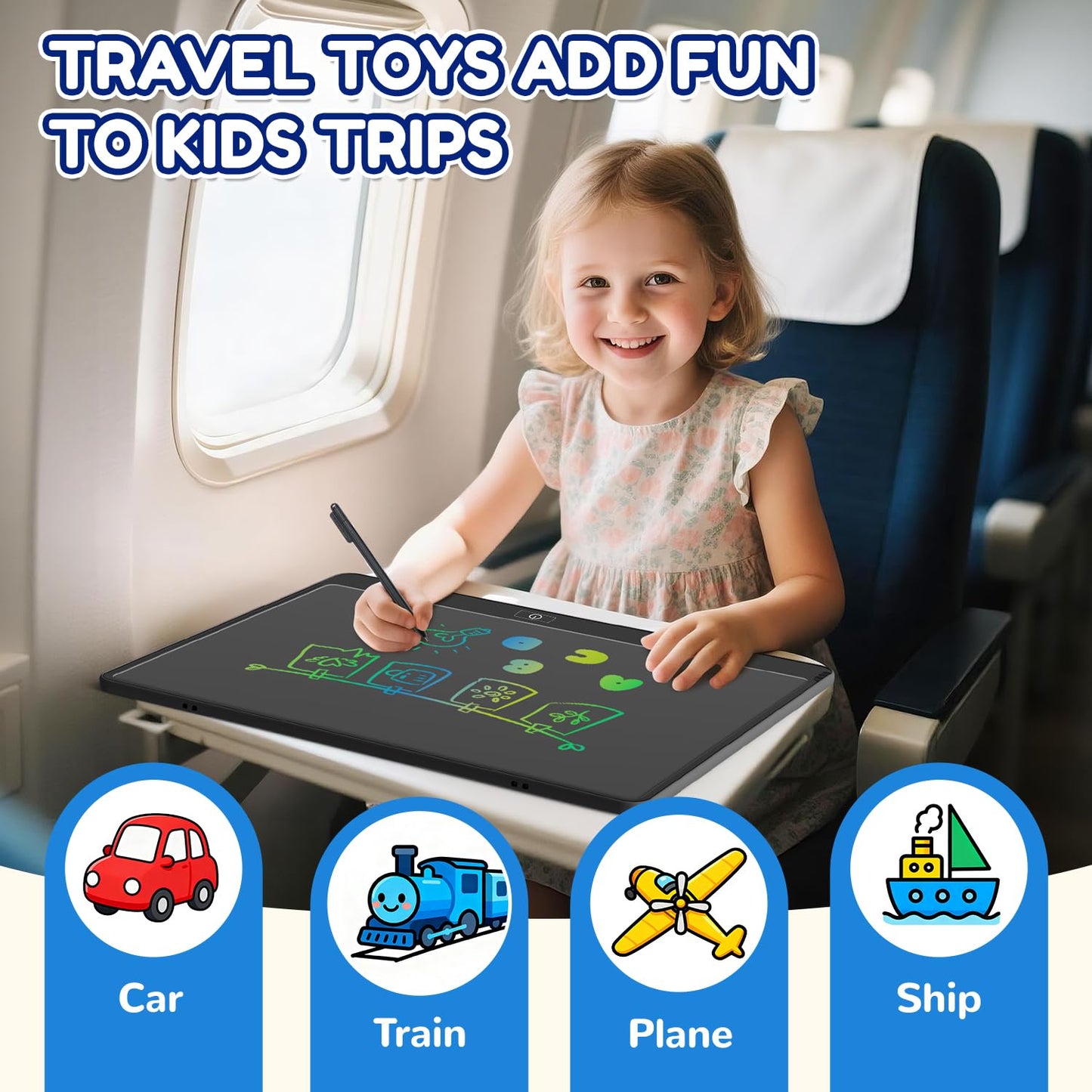 LCD Writing Tablet,16 Inch Colorful Screen Doodle Board Toddler Educational Toys for 3 4 5 6 Years Old Boys Girls Reusable Portable Drawing Tablet Christmas Toys Gifts for Kids (Black)