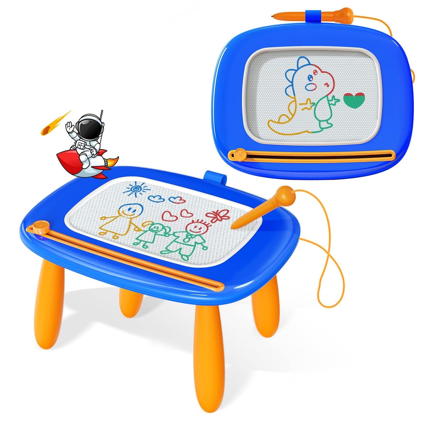 Kikidex Toddlers Toys Age 1-3, Magnetic Drawing Board, Doodle Board Pad Learning and Educational Toys for 1 2 3 Year Old Baby Kids Birthday Gift (Dark Blue)