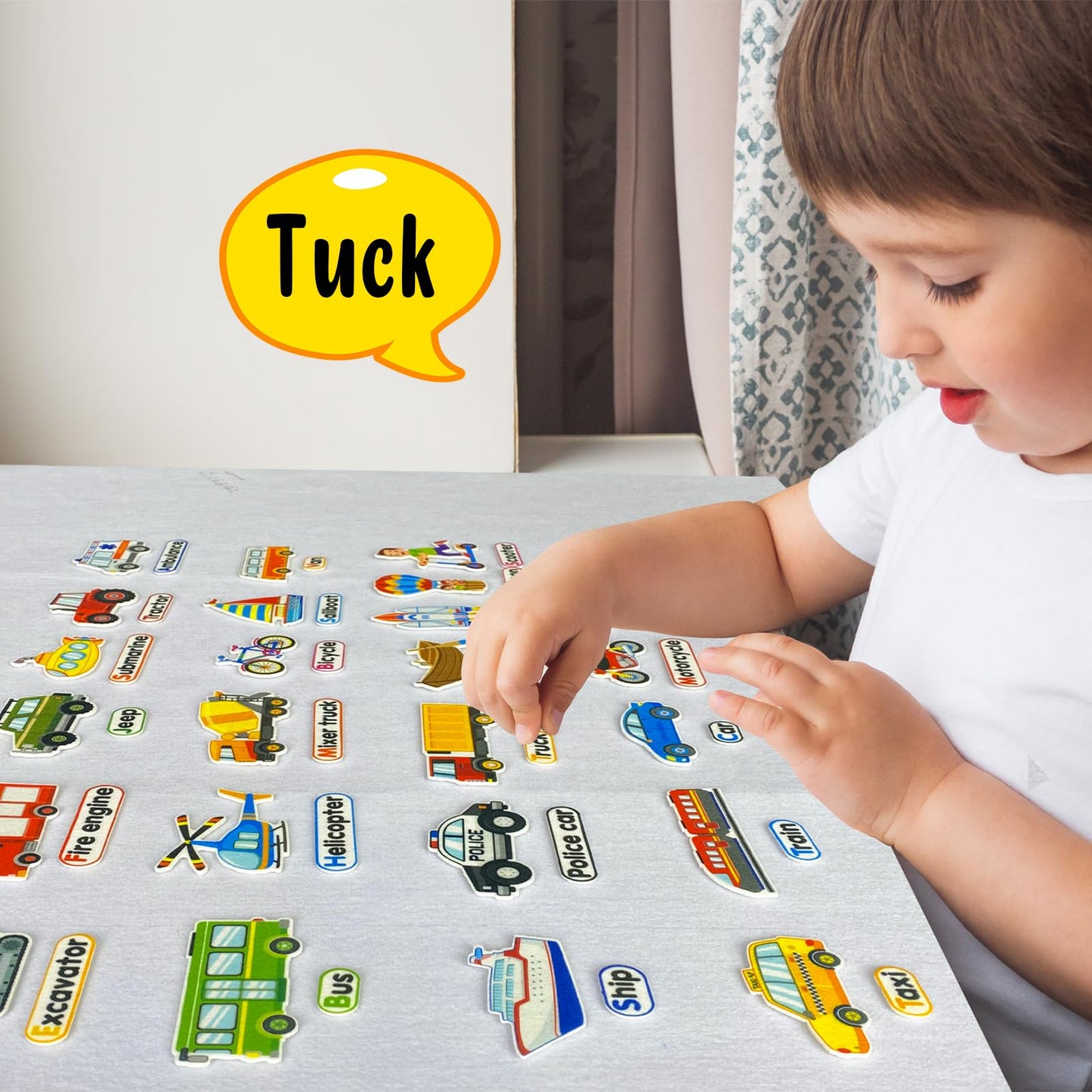 PENGFULL Felt Transportation Vehicles Learning Pieces,48 Felt Flannel Board Pieces,Air Land Sea Airplane Learning for Toddlers for Kindergarten,Preschool,Toddlers