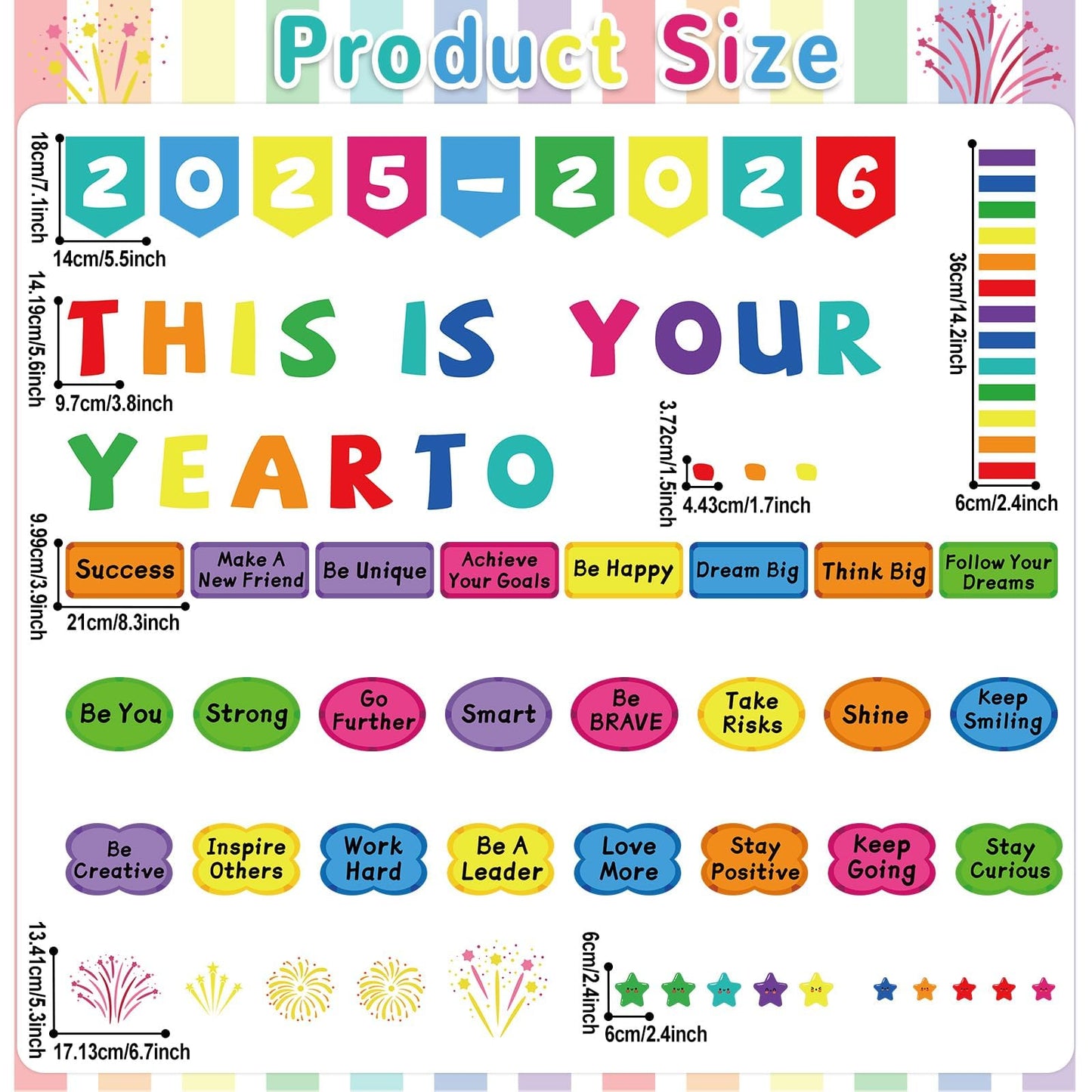 New Year Bulletin Board Set This is Your Year to 2025-2026 Bulletin Board Decorations Inspirational Motivational Paper Cutouts Welcome Back to School Party Classroom Wall Door Decor Supplies