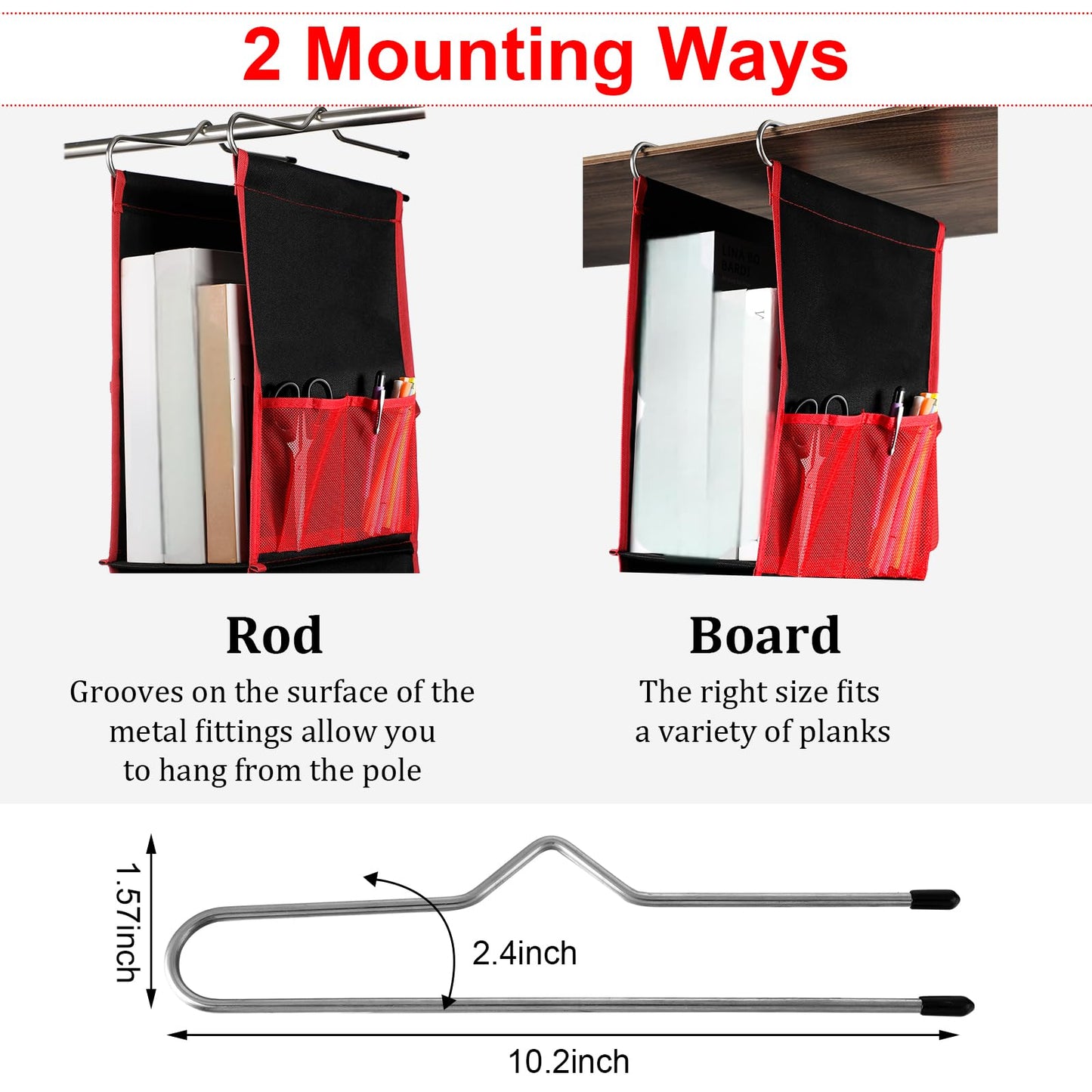 Chapou 1 PC Hanging Locker 2 Layer Shelves Hanging Locker Organizer Accessories for Office School Gym Closet Home Supplies(Red)
