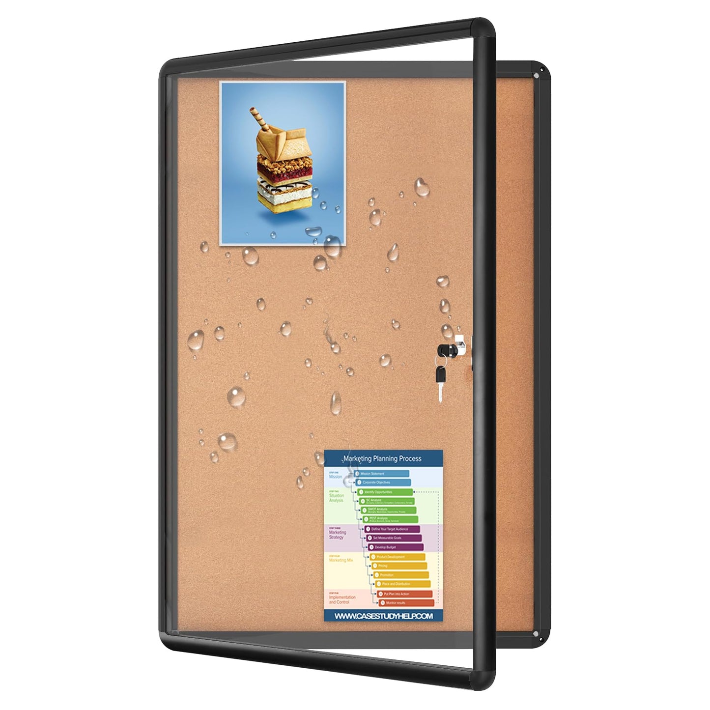 Magula 36"x24" Enclosed Bulletin Board Tamper-Proof Dispaly Case, Black Aluminium Frame, Shatter Resistant Lockable Bulletin Board, Enclosed Cork Board for School, Office,Commercial,Hospital etc