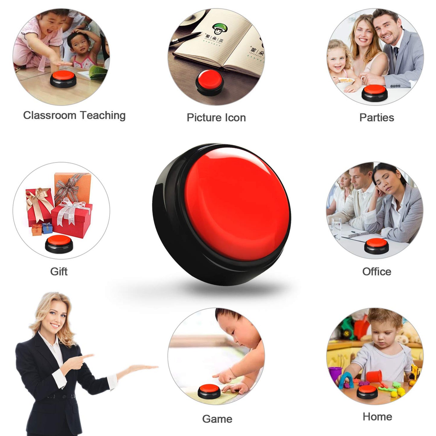 Red Record Buttons Recordable Button 30 Second Recording Buttons for Classroom Encouragement Words Desk Learning Record Daily Task