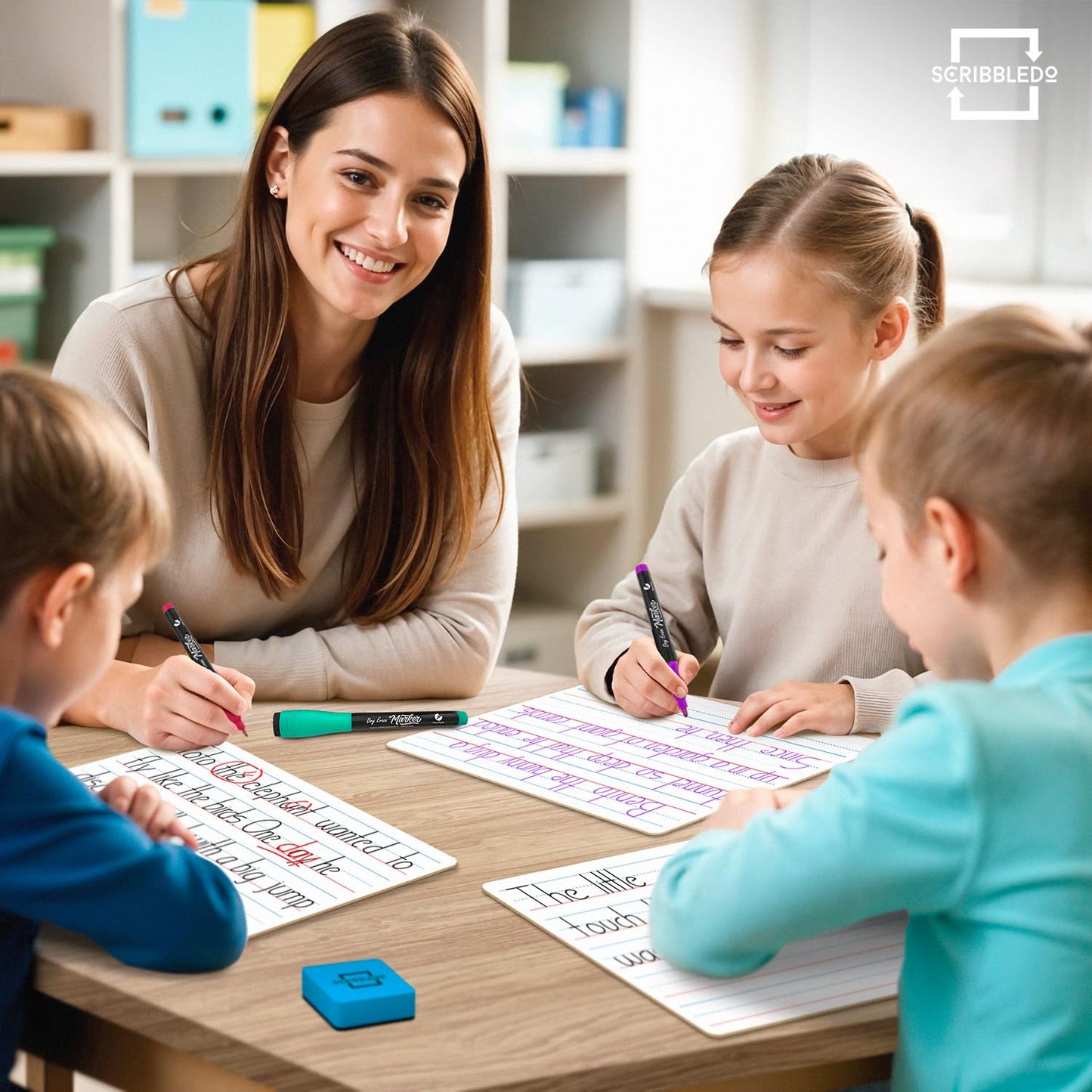 Scribbledo 10 Pack Double Sided Whiteboard Lined Dry Erase Boards for Kids Ruled Writing Board Handwriting Practice Small White Boards Dry Erase Board 9x12 Dry Erase Board with Lines Teacher Supplies