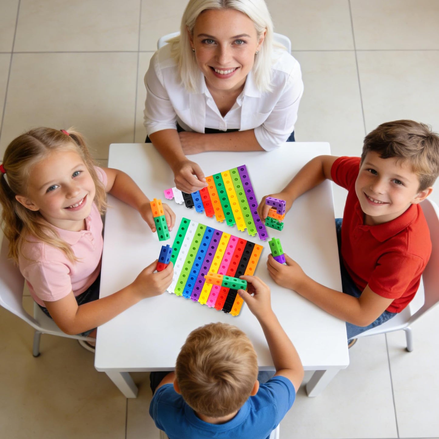 HSDAV 200 Pcs Math Linking Cubes - 10 Colors Connecting Counting Snap Blocks, Math Manipulatives for Early Math & Construction, Educational Toy for Preschool, Kindergarten, Homeschool