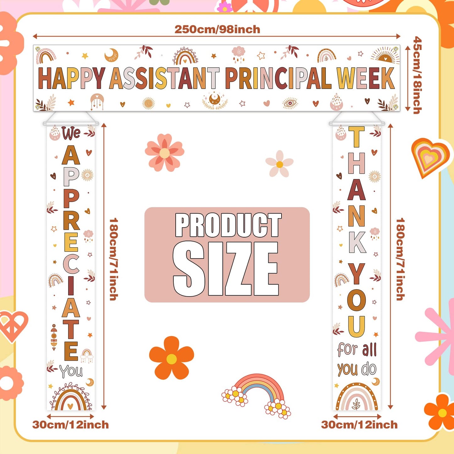Fanfanwin 3 Pcs Happy Assistant Principal Week Banner Set Principal Appreciation Sign Banner We Appreciate Thank You Party Supplies Decorations for Men Women Education Workers
