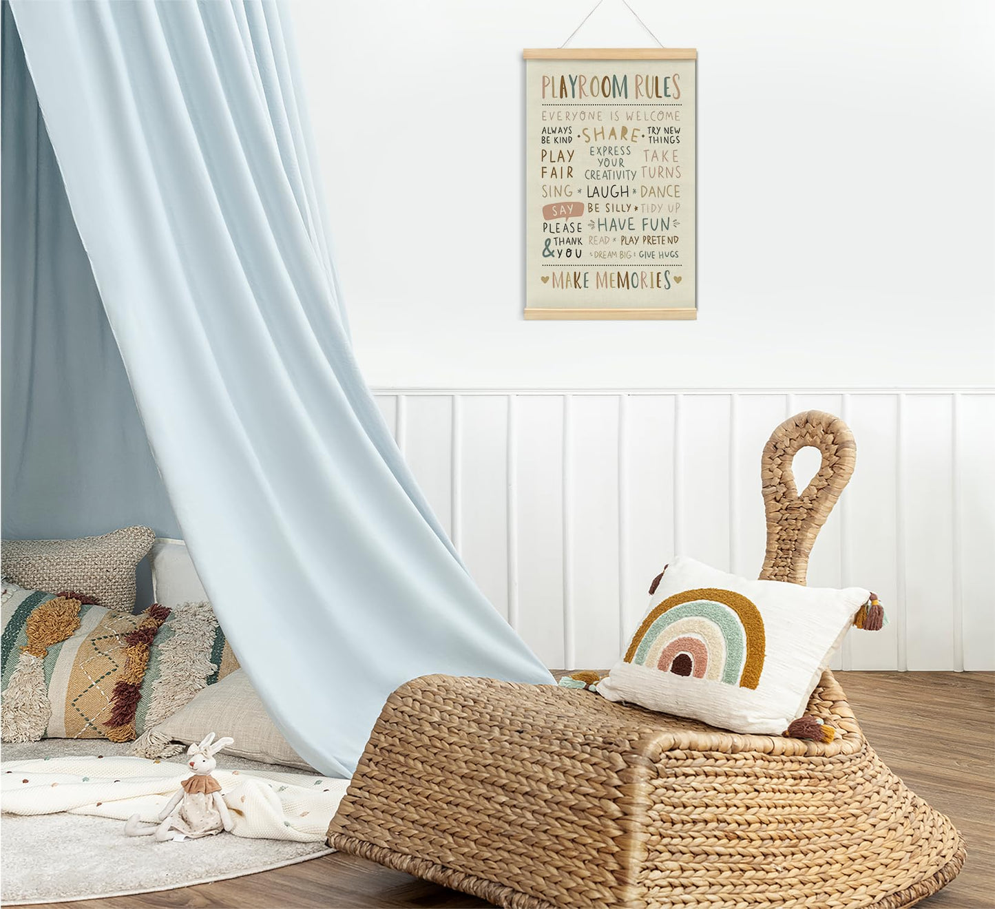 foedor Playroom Wall Decor,Play Room Rules Wall Decor for Kids Play Game Room Bedroom Nursery Home School Playroom Essentials, Boho Nursery Decor for Kids Room Nursery Home school,16x24 Inch