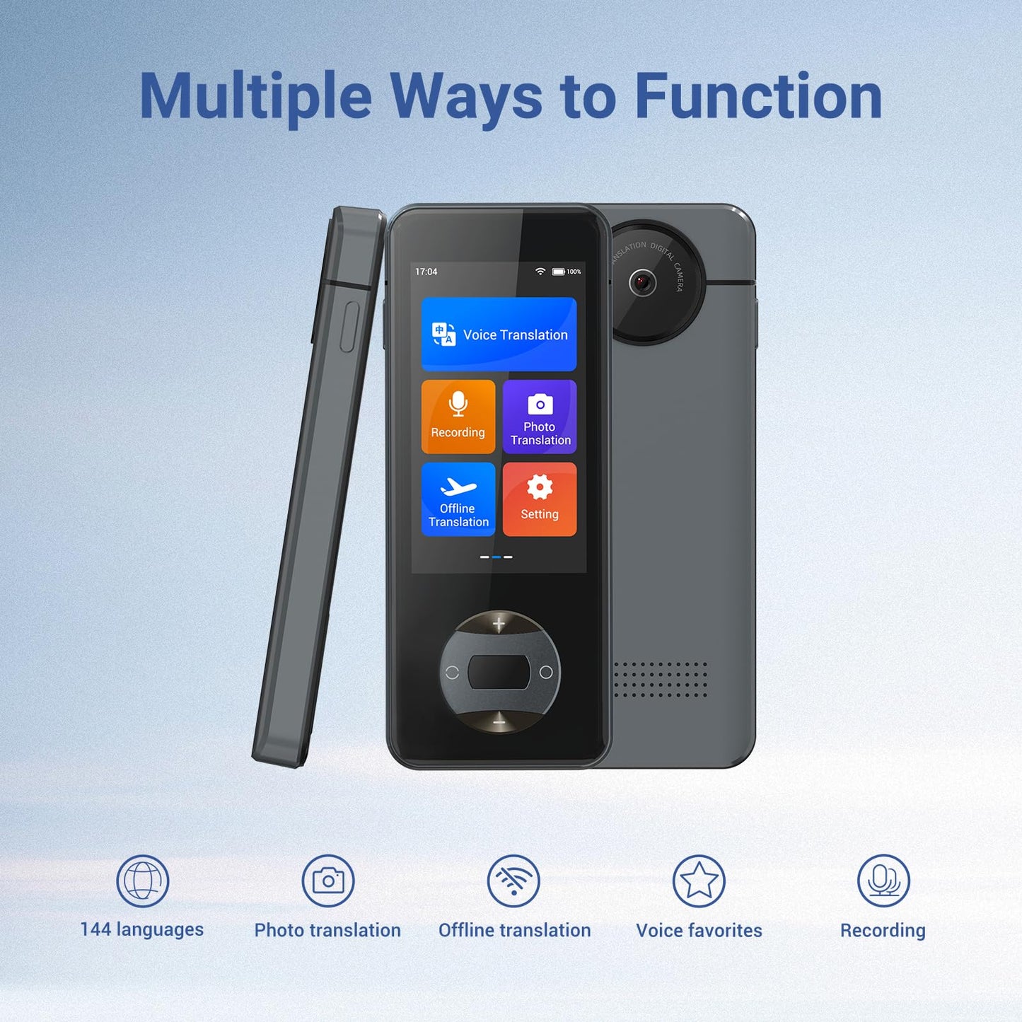 Anfier Offline Language Translator Device W10 PRO for 144 Languages and Accents Translator Photo Translation No WiFi Needed for Tavel Business W10 Grey