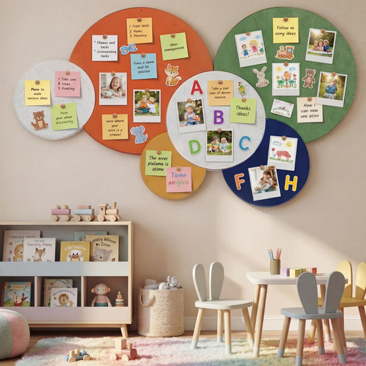 Yerliker 6 Pcs 55 x 30 Inch Felt Bulletin Board Tiles – Self-Adhesive, Thick Splicing Felt Panels for Home, Classroom, Nursery & Playroom Wall Decor – Push Pin Friendly(Colorful)