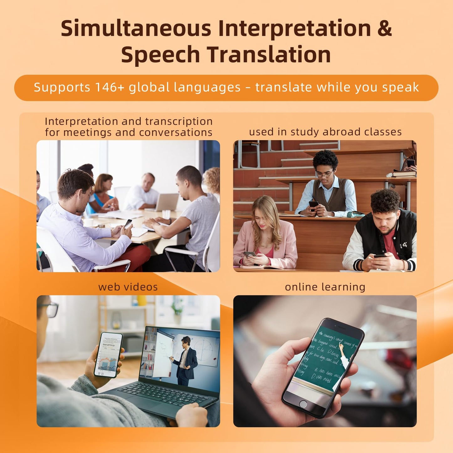 KECHOXAI AI Translator Device 146 Languages, Real-Time Voice Translator with Magnetic Stand, Offline Translation, Photo & Text Translator, Portable Language Translator for Travel