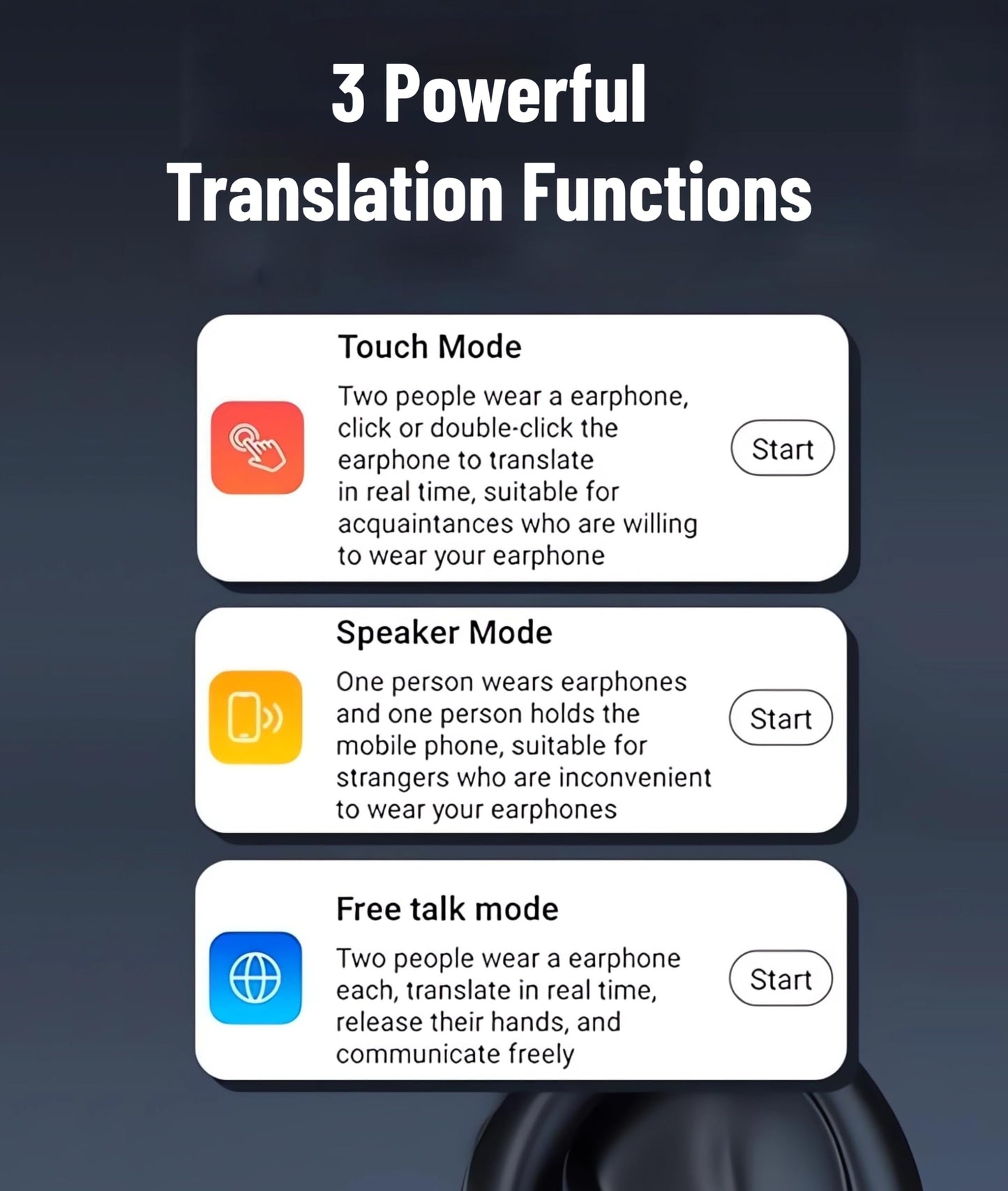 Diyeeni Language Translator Earbuds, 144 Languages Translator Devices, Bluetooth Translator Earphones with Power Display, 3 Modes, for Business Travel Learning (White)