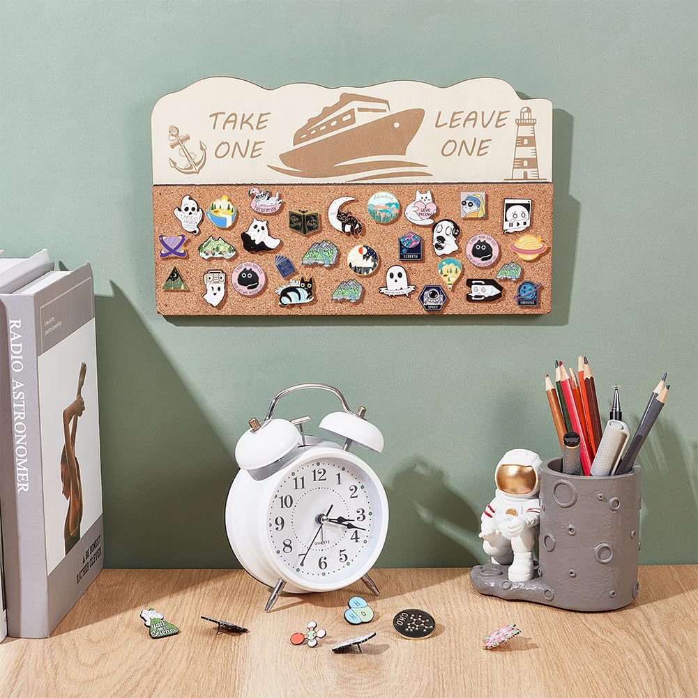 BENECREAT Cork Brooch Board, Pin Trading Ship Lighthouse Anchor Pin Board for Brooch Pin Storage, Jewelry Display, Office Home and School Decor, 7.08x11.8 Inch, 0.5 Inch Thick