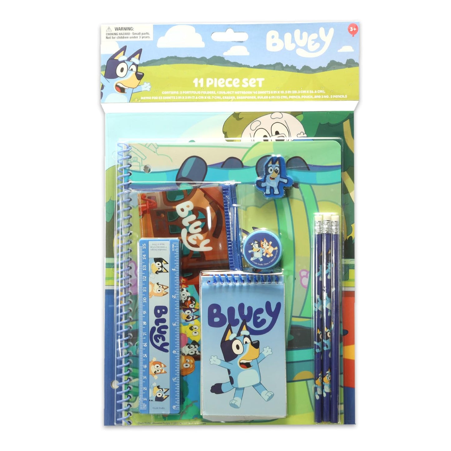 Bluey School Supplies for Kids - 11 Pc Themed School Supplies Bundle Includes Bingo Folders, Notebook, Notepad, Pencils, More Plus Stickers | Bluey Classroom Supplies