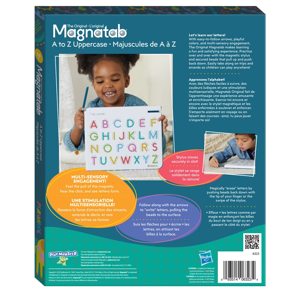 Playskool Magnatab — A to Z Uppercase Letters — Magnetic Board Toy Letter Tracing for Toddlers Learning and Sensory Drawing — for Kids Ages 3 and Up