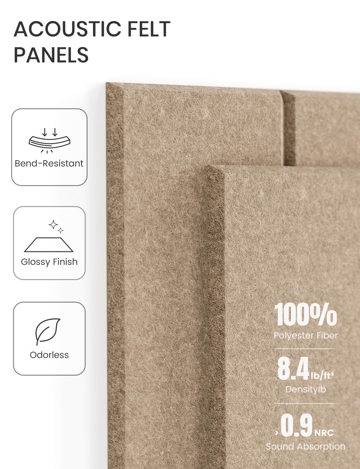 Felt Bulletin Board Tiles -28"x18" with 40 Adhesive Tabs, Cork Board Alternative for Office Decor, Push Pin Board Wall Organizer 6-Pack (Taupe)