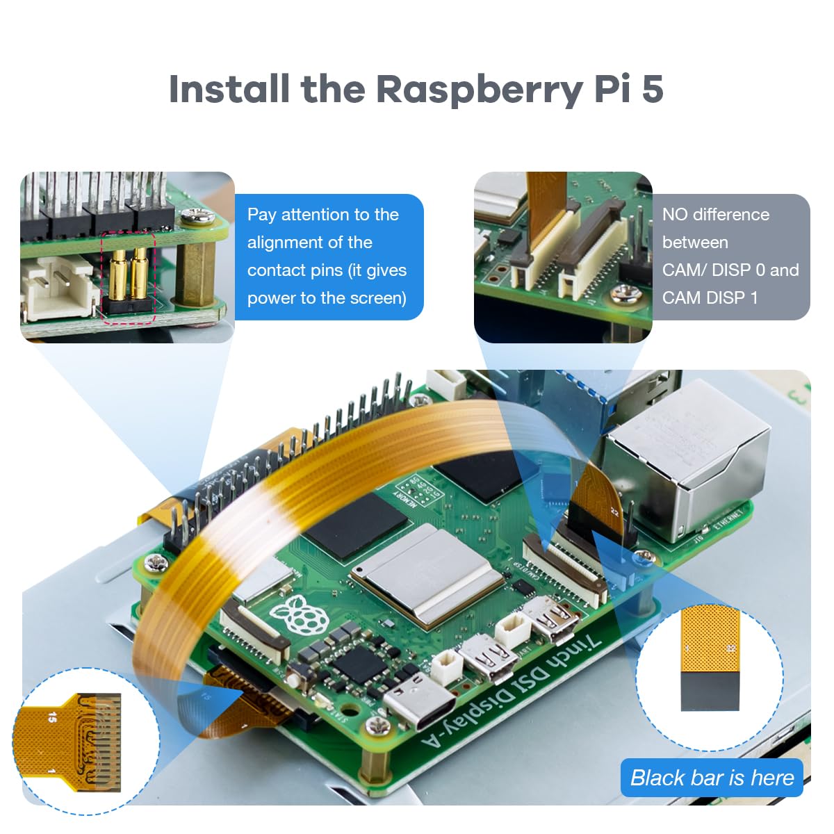 Hosyond 7 Inch Touchscreen IPS DSI Display Compatible with Raspberry Pi 5, 800x480 Capacitive Screen MIPI DSI Driver-Free Interface