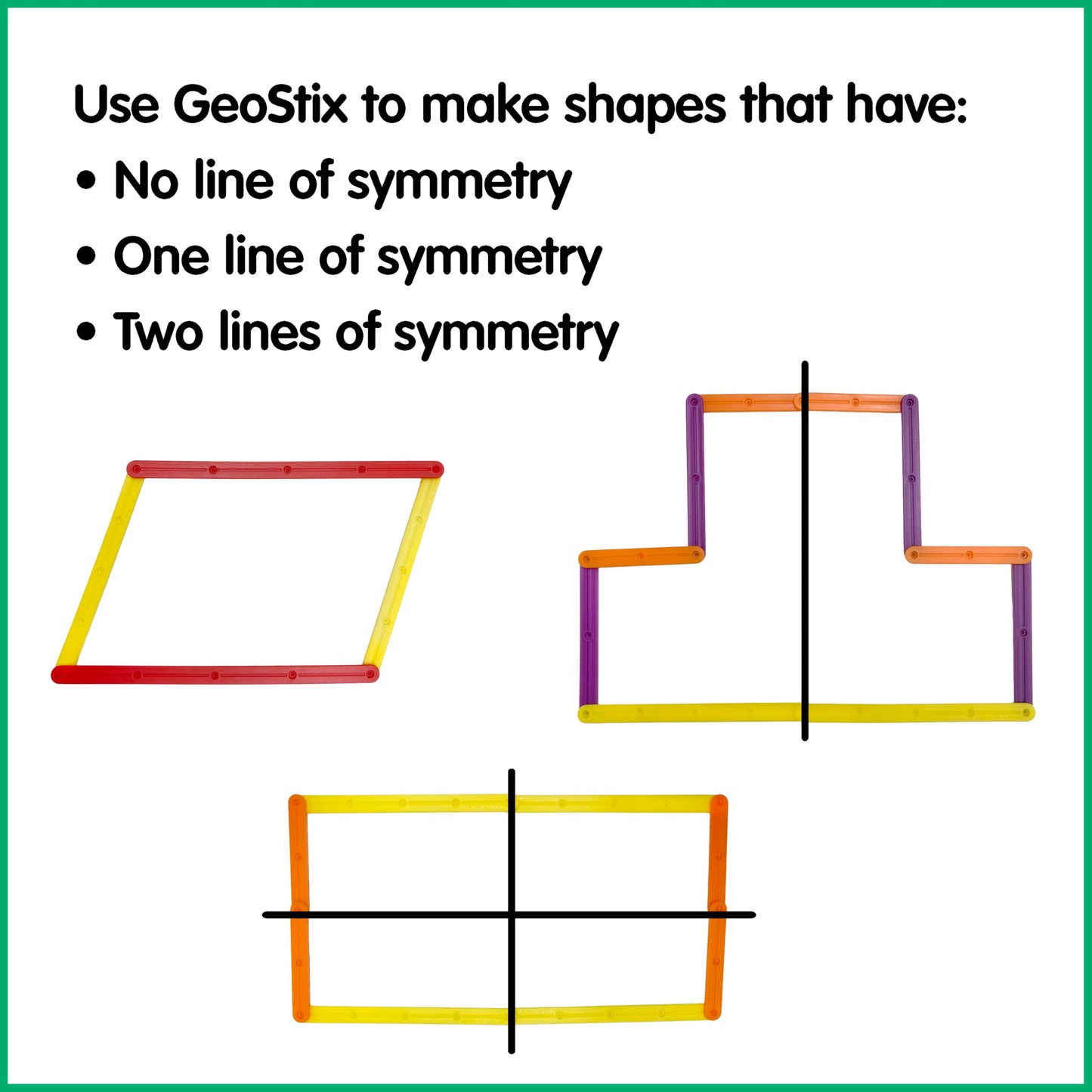 edxeducation GeoStix Deluxe Set | Teach Geometry | 100 Construction Sticks, 2 Protractors, Activity Cards | Manipulative for Math, Art and Fine Motor Skills