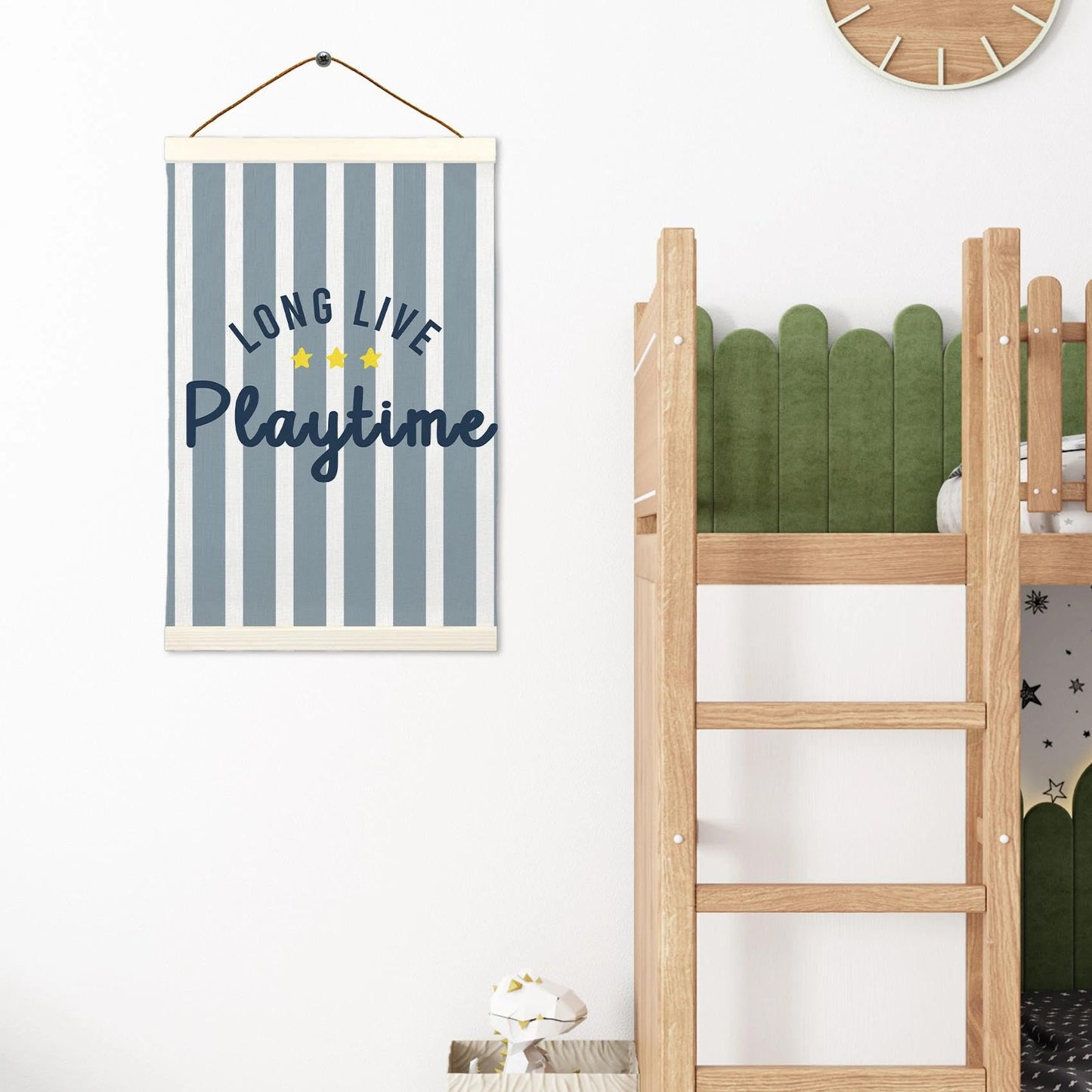 LKETW Kids Playroom Poster Hanger Frame 12x16 Inch, Long Live Playtime Wall Art Posters for Playroom, Blue Striped Hanging Banner Decor for Kids Toddler Boy Nursery Room Bedroom