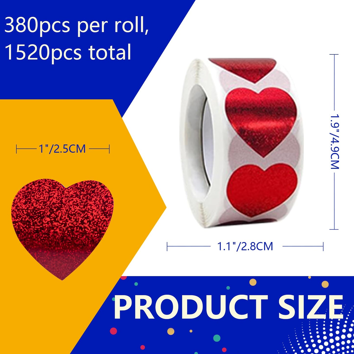 Minizoo 1500 Pcs 1.0Inch Heart Stickers for Kids Reward,Behavior Chart,School Classroom Student Teacher Supplies Gift