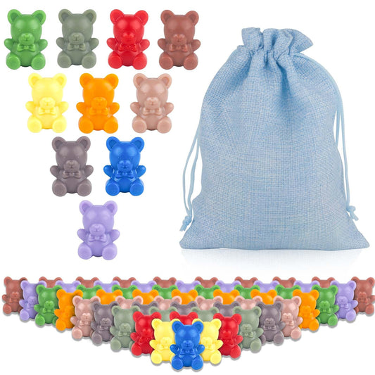 XINHUIDALSQ Rainbow Counting Bears Set of 100, 10 Colors Sorting Teddy Plastic Bears Math Manipulatives for Toddlers, 1 Inch Bear Conters Ages 3+ Kids