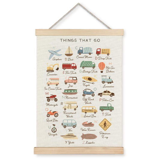 Supwhd Classroom Wall Decor, Vehicle Alphabet Wall Art Poster, Alphabet ABC Educational Poster Wall Art for Toddler Kids Room Playroom Classroom Preschool Decor, 12x16