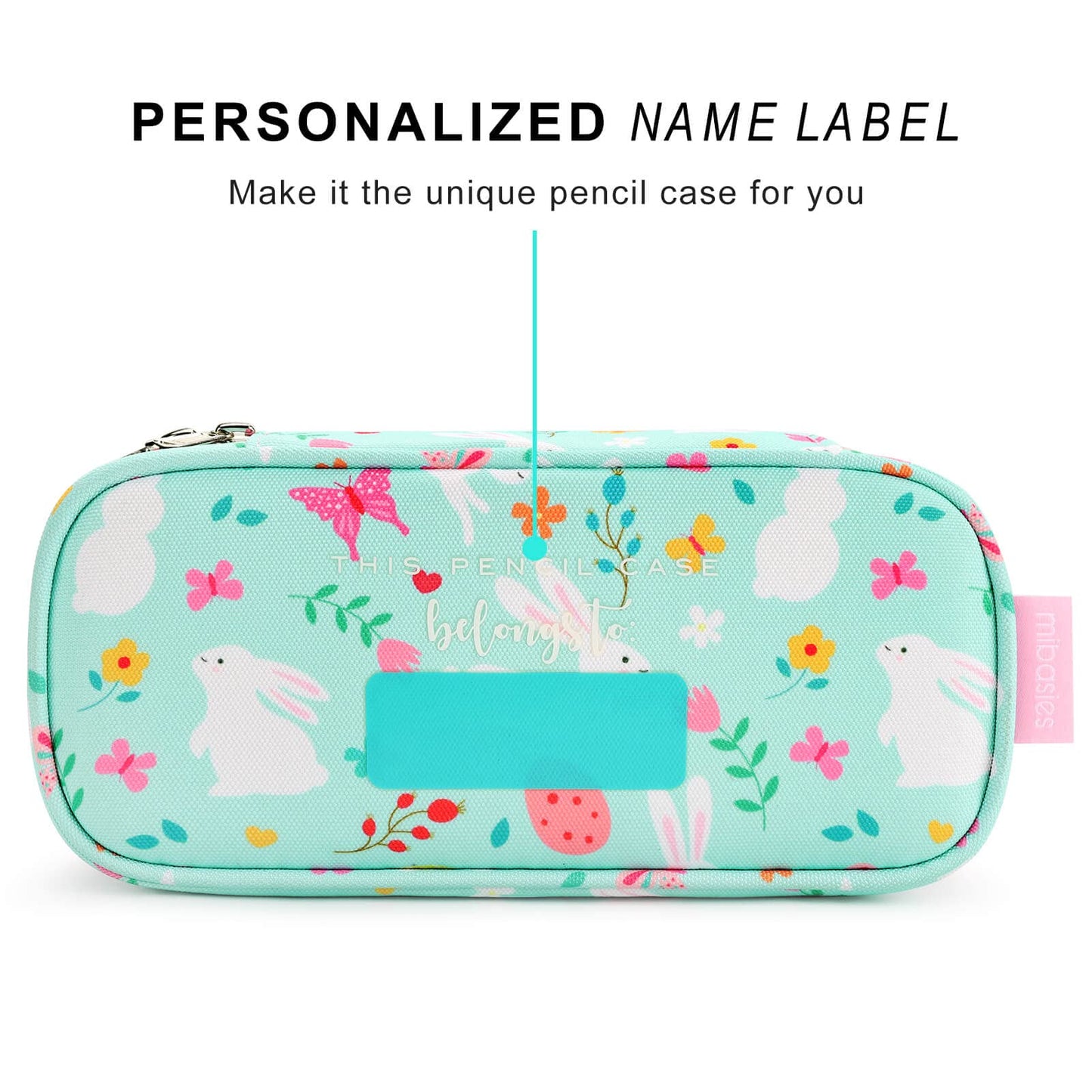mibasies Girls Pencil Case for Kids, Multi-Slot Pencil Pouch, Rabbit Green