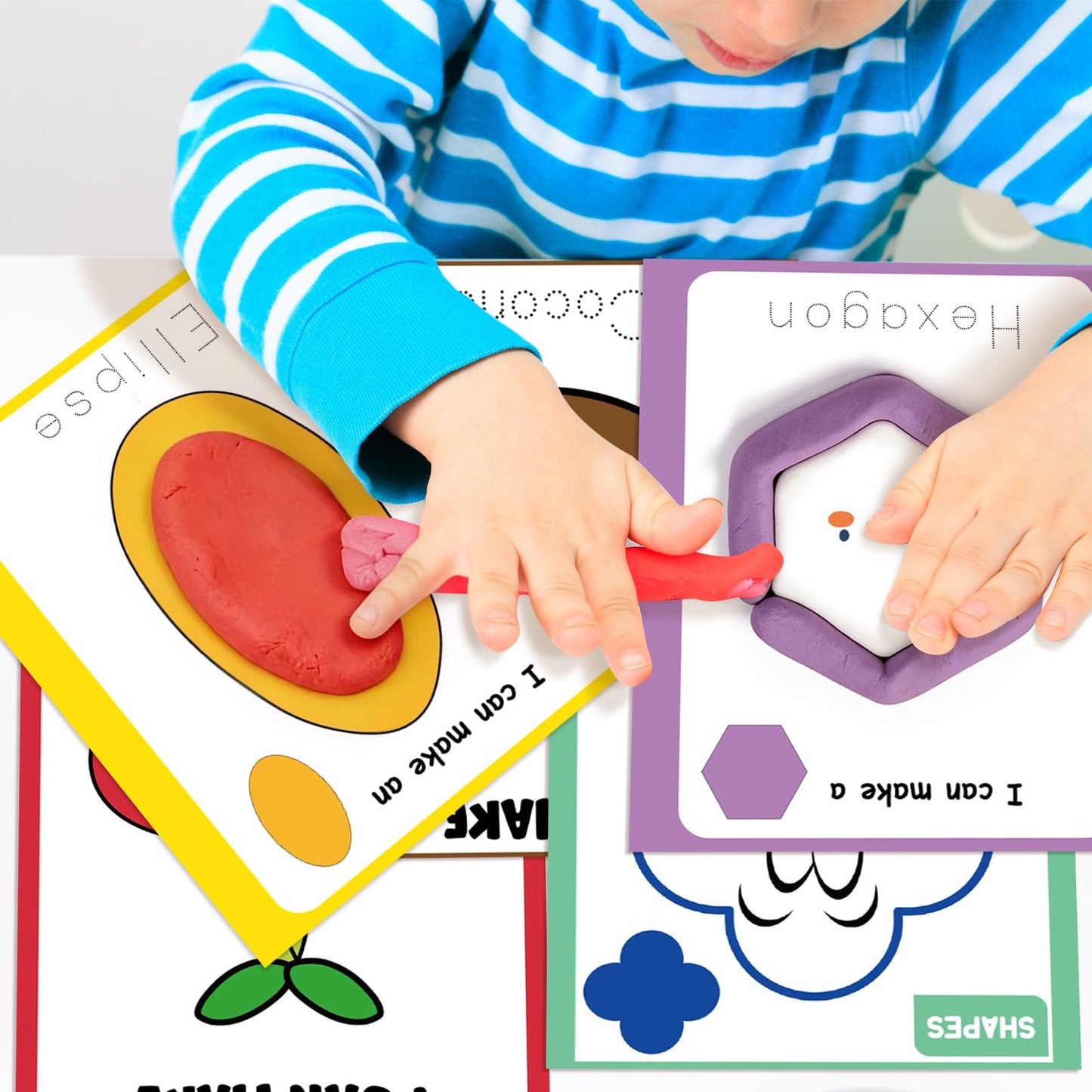 Ireer 36 Pcs Playclay Dough Mats for Kids Activity Card for Clay Back to School Preschool Number Alphabet Animal Shape Learning Activity Games for Classroom Home Educational Supplies