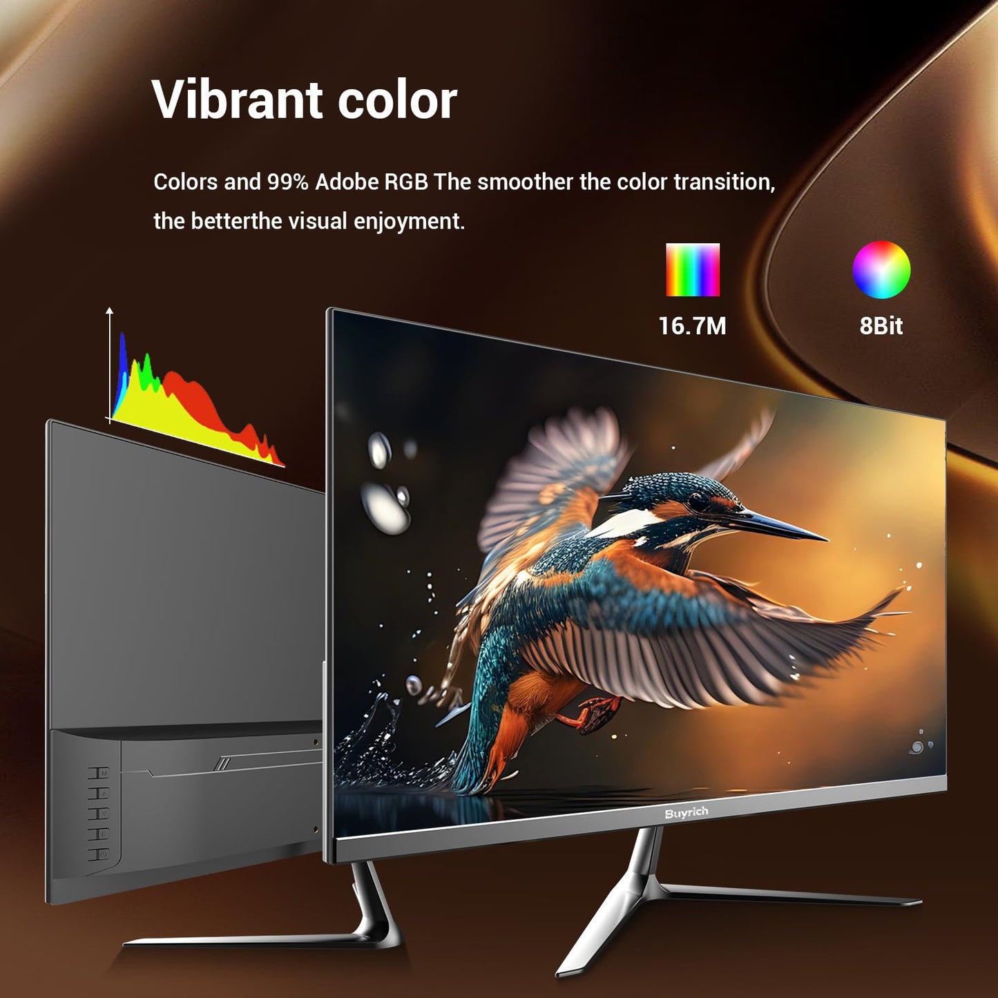 BUYRICH 24.5 Inch Gaming Monitor, 200Hz Refresh Rate, FHD 1920x1080, Fast Response Time, Built-in Speakers, Metal Stand, VESA Compatible, for PC Gamers and Home Setup