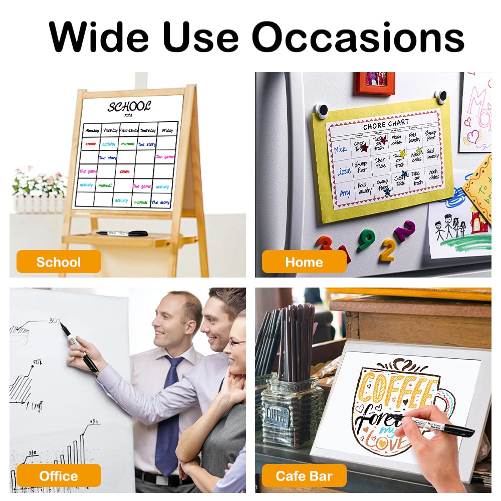Shuttle Art Wet Erase Markers, 15 Pack Black 1mm Fine Tip Smudge-Free Markers, Use on Laminated Calendars,Overhead Projectors,Schedules,Whiteboards,Transparencies,Glass,Wipe with Water