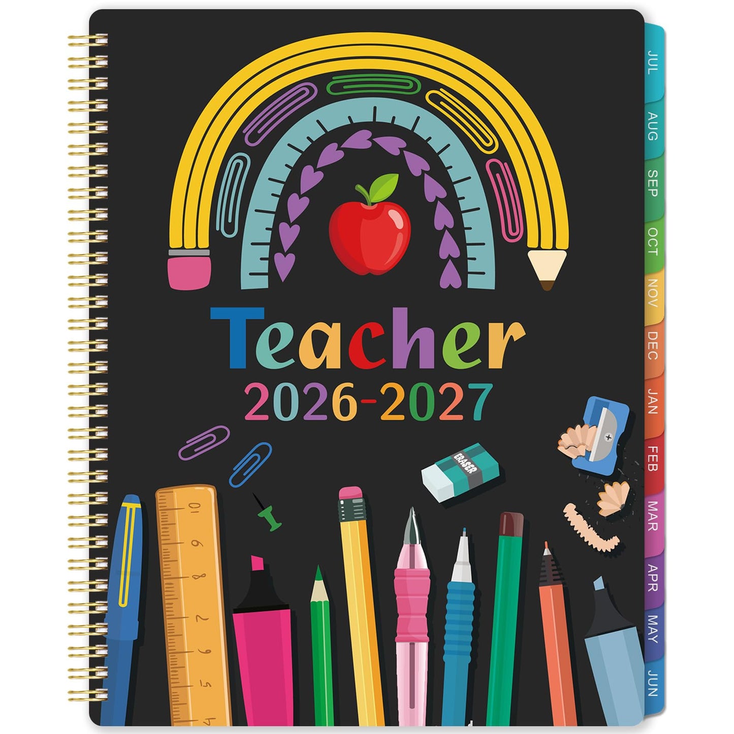 Teacher Planner 2026-2027 - Academic Planner Teacher Lesson Planner 2026-2027, July 2026 - June 2027, 8.5" x 11", Lesson Plan Book, Weekly & Monthly Lesson Calendar with with Colorful Laminated Tabs, Quotes, Inner Pocket