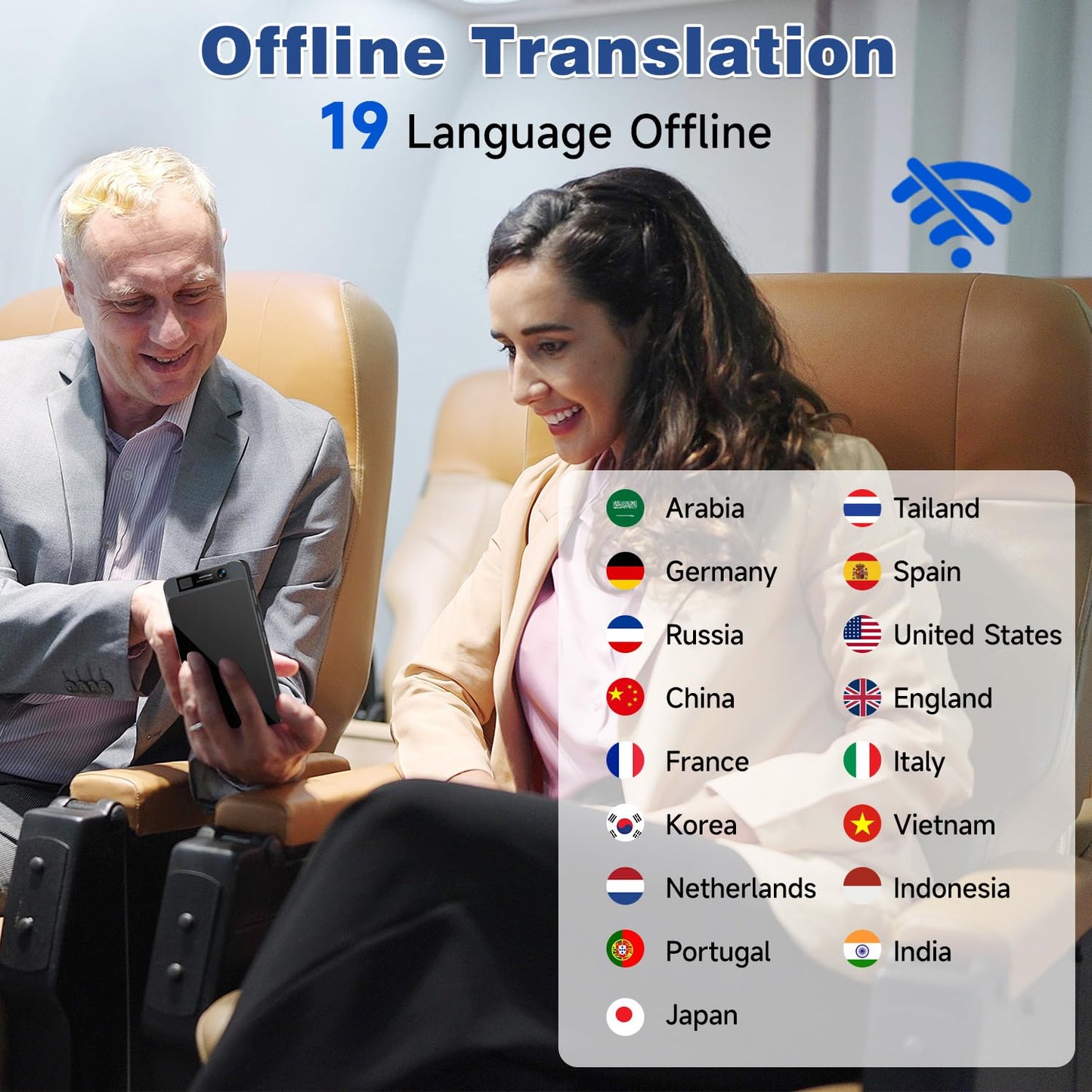 Offline Language AI Translator Device, 142 Languages Two Way Real-Time Voice Translation, ChatGPT Instant Translator, Recording&Photo AI Translation for Business Learning Travel (Black)