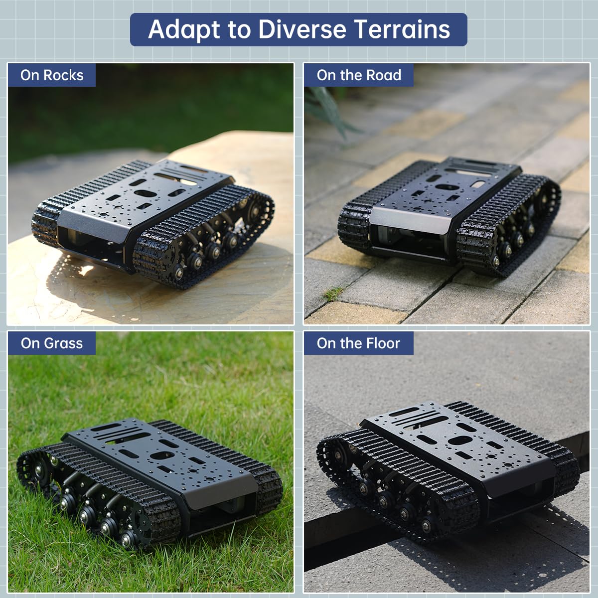 Robot Tracked Tank Car Chassis with Encoder DC Motor, Suspension Shock Absorption Chassis Car Double Layer Full-Metal Robotic Moving Platform Track for Arduion RPi Jetson DIY Maker Smart Robot Car