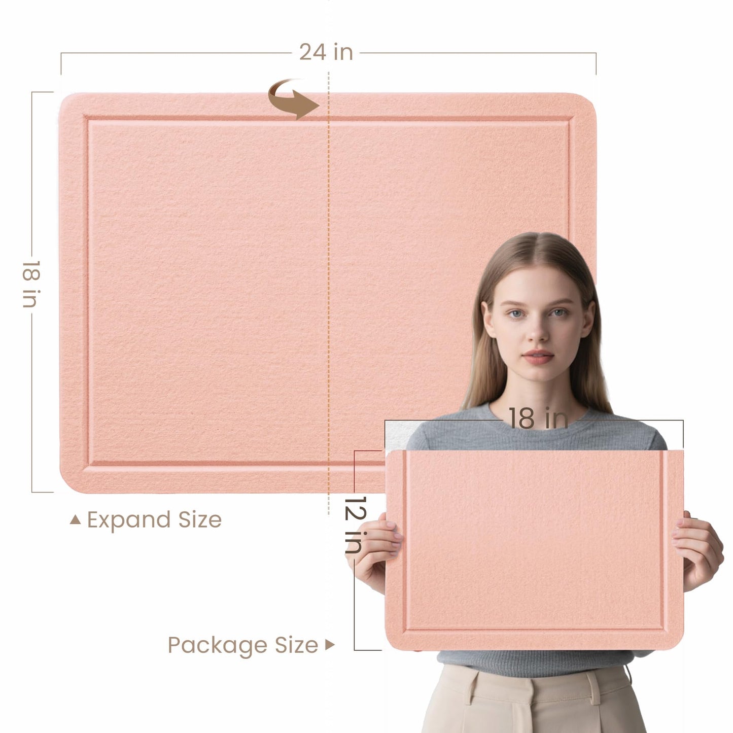 Lightomorrow Bulletin Board, 24 x 18 Inches Cork Board Alternative Decorative Felt Pin Board with Safe Removable Adhesives & 22 Push Pins for Home Office Classroom Walls-Light Coral