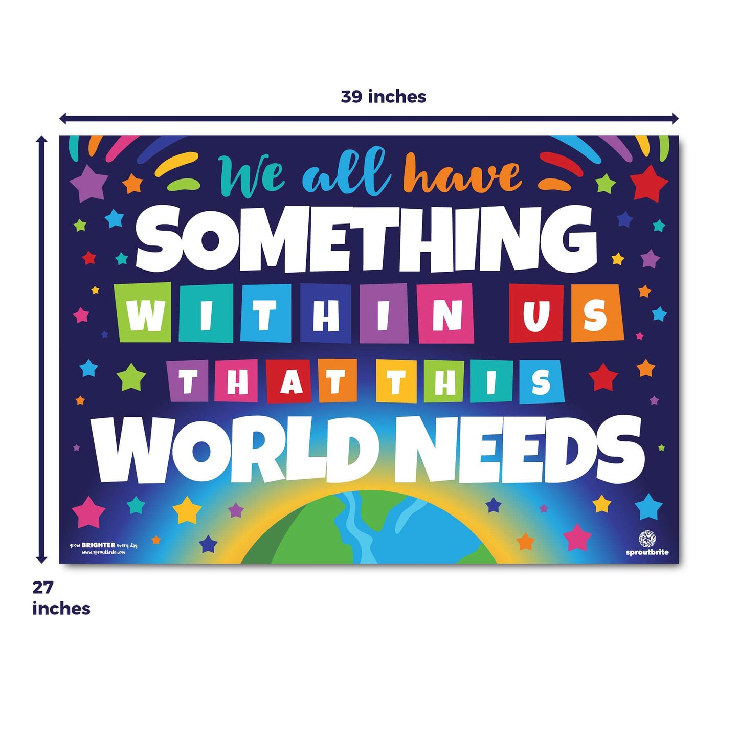 Sproutbrite 2 Pack 13.5" x 39" Educational Posters - Teacher Posters for Classroom - Motivational and Inspirational Growth Mindset for Students - Bulletin Board and Wall Decor for Pre, Elementary and Middle School - Builds Self-Worth and Encourages Indivi