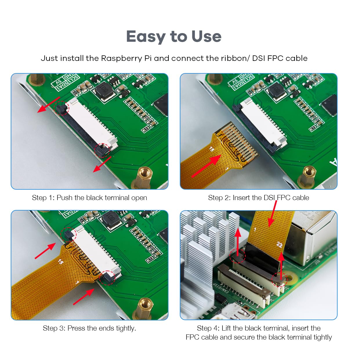 Hosyond 7 Inch Touchscreen IPS DSI Display Compatible with Raspberry Pi 5, 800x480 Capacitive Screen MIPI DSI Driver-Free Interface