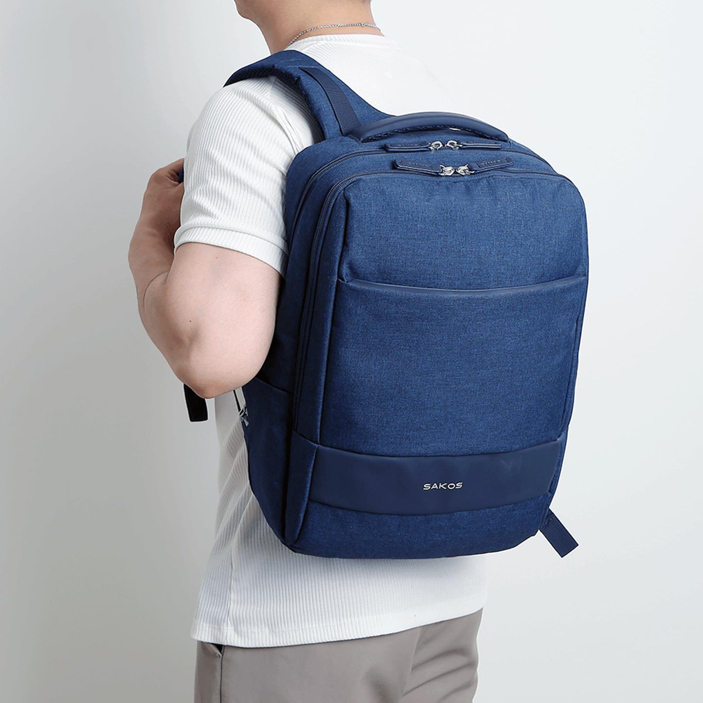 SAKOS Spirit 15.6 inch Laptop Backpack, Professional Travel Backpack Carry on Flight - TSA Approved, Water Repellent Laptop Backpack for Men & Women, College Backpack with Laptop Compartment - Blue