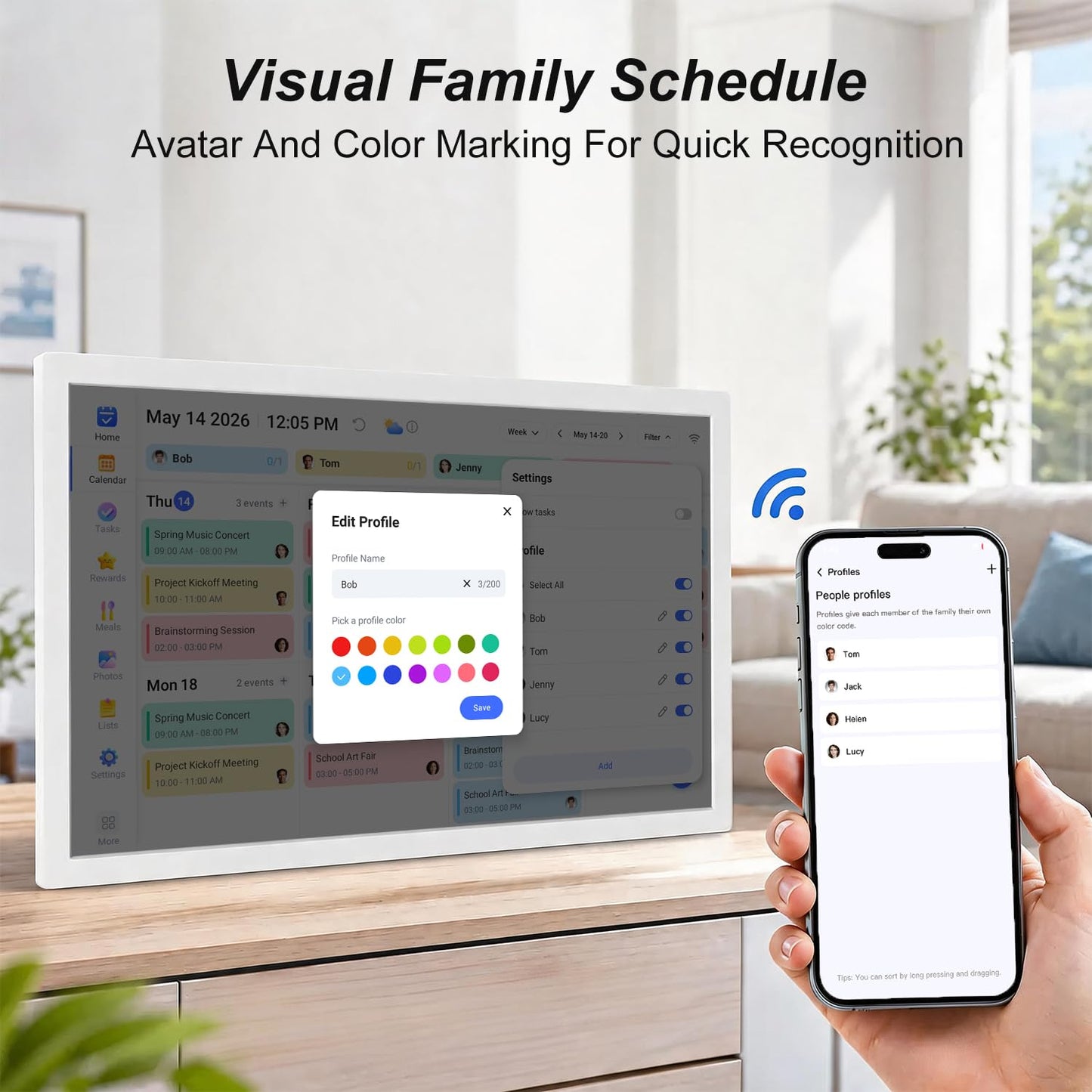 27" Digital Calendar Electronic for-Family-Meal-Planner - Touchscreen Smart Calendar for Business Schedule, Star Rewards, Chort Chart, Wall Mountable, Auto-Sync Google iCloud Outlook, Gift for Mom Dad