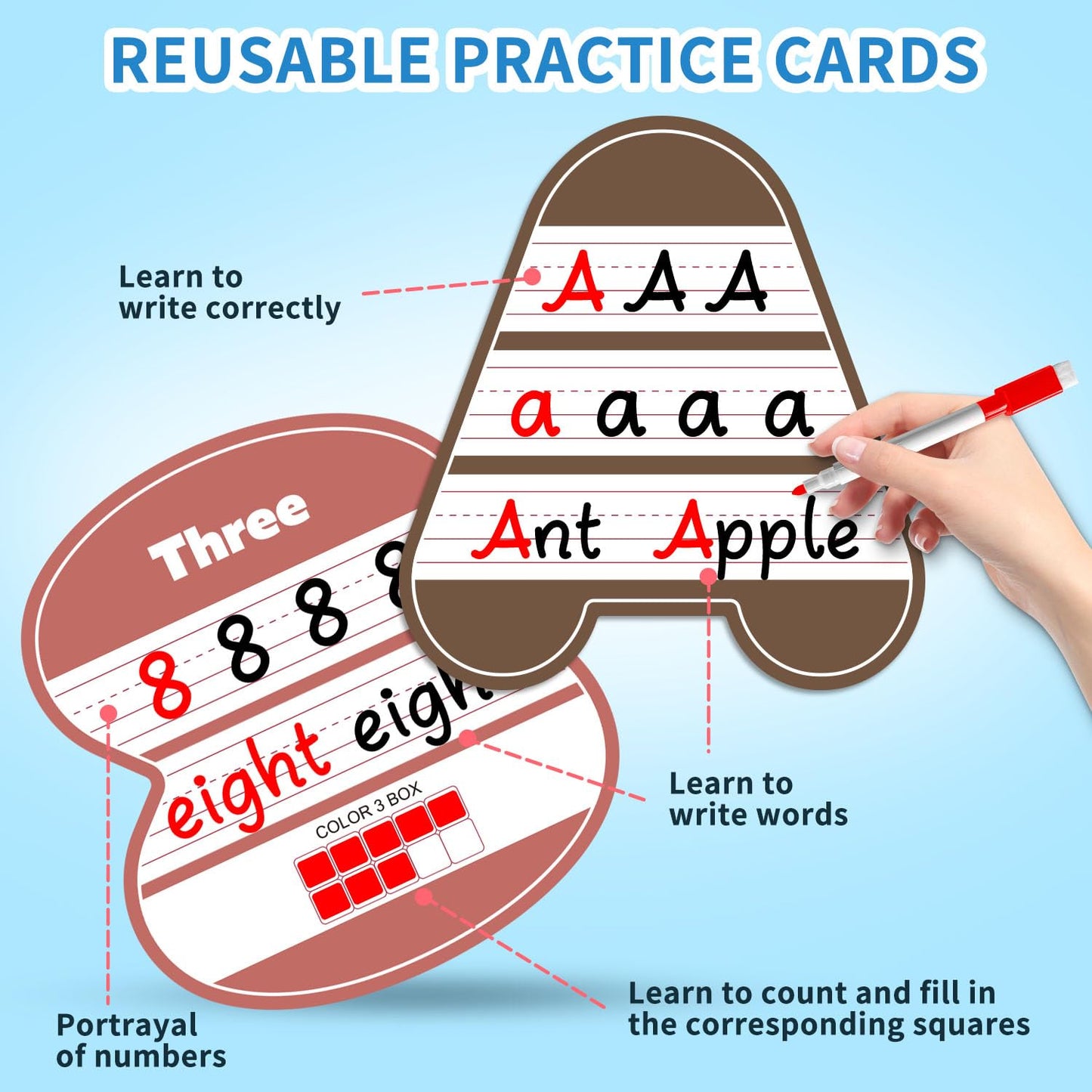 Circle Time Learning Center Pocket Chart for Classroom, Dry Erase Alphabet & Number Flash Cards, Write ABC Letter Tracing Writing Practice Games for Kids, Learning Weather Counting Color Shape