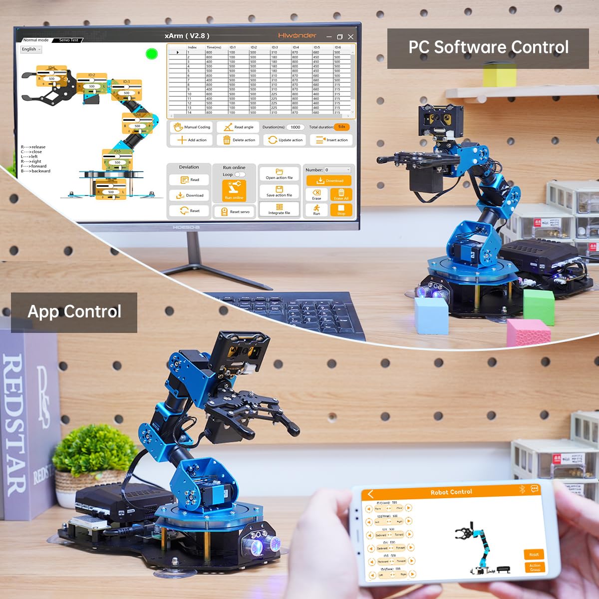AI Vision & Voice Interaction Smart Robotic Arm for Arduino Scratch Python 6DOF Robot Arm STEM Project Educational Robot & Engineering Kits, Science/Coding/Programming Set, xArmAI Advanced Kit