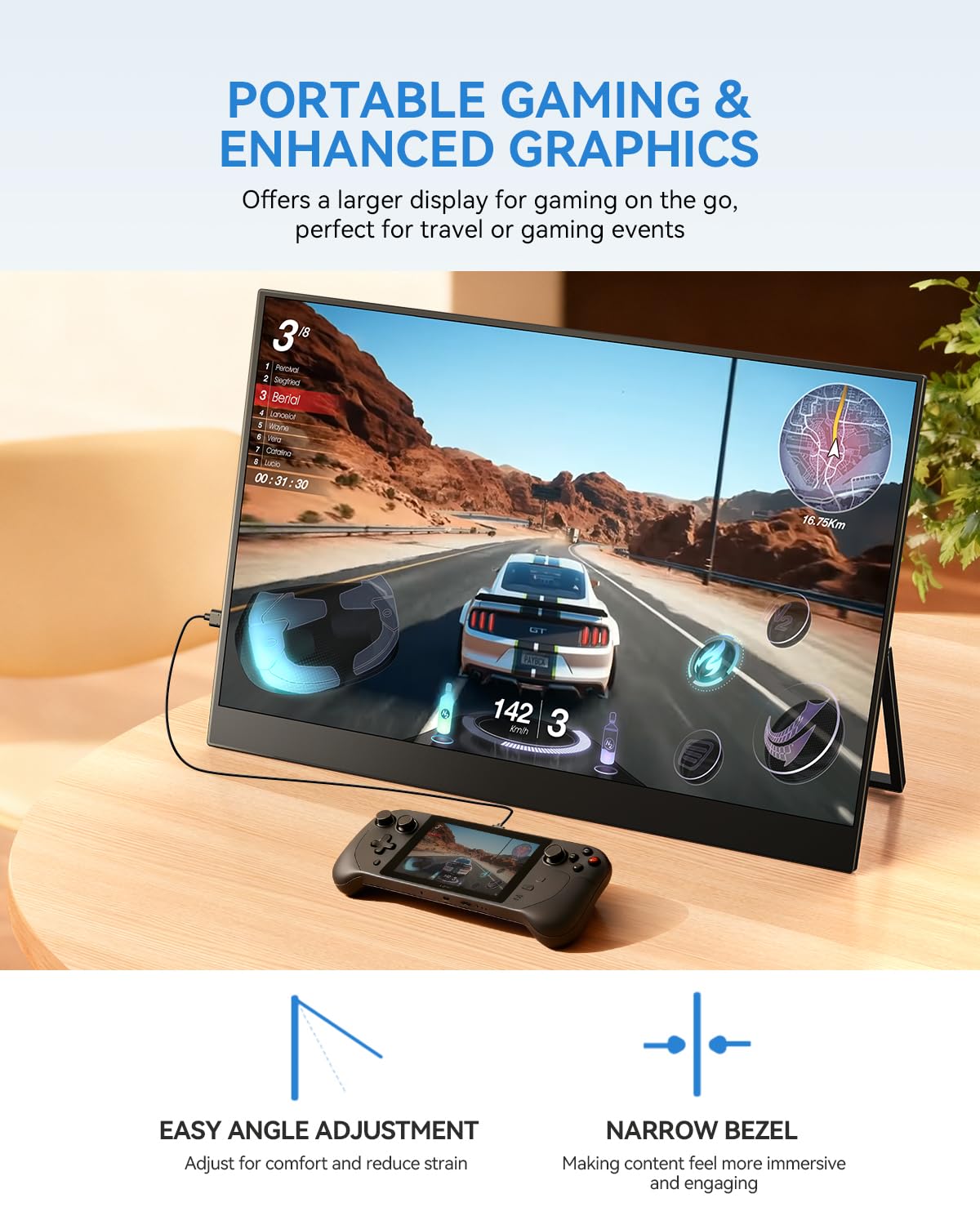 UPERFECT 17.5" Portable Monitor 1920×1200 FHD 16:10 IPS 125% sRGB 400 nits USB-C & HDMI Laptop Extender with 180° Adjustable Stand, Travel Second Screen for MacBook, PC, Phone & Gaming