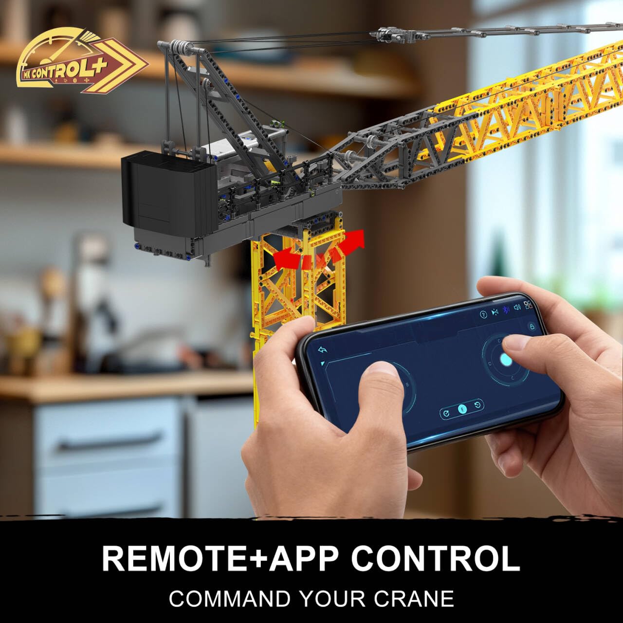 Mould King 17096 Luffing Jib Tower Crane Building Block Set, Large Technical Construction Vehicles Crane Truck Model with Motors/APP Remote Control, Collectible Set for Adults & Teens 14+ Gift (2565+)