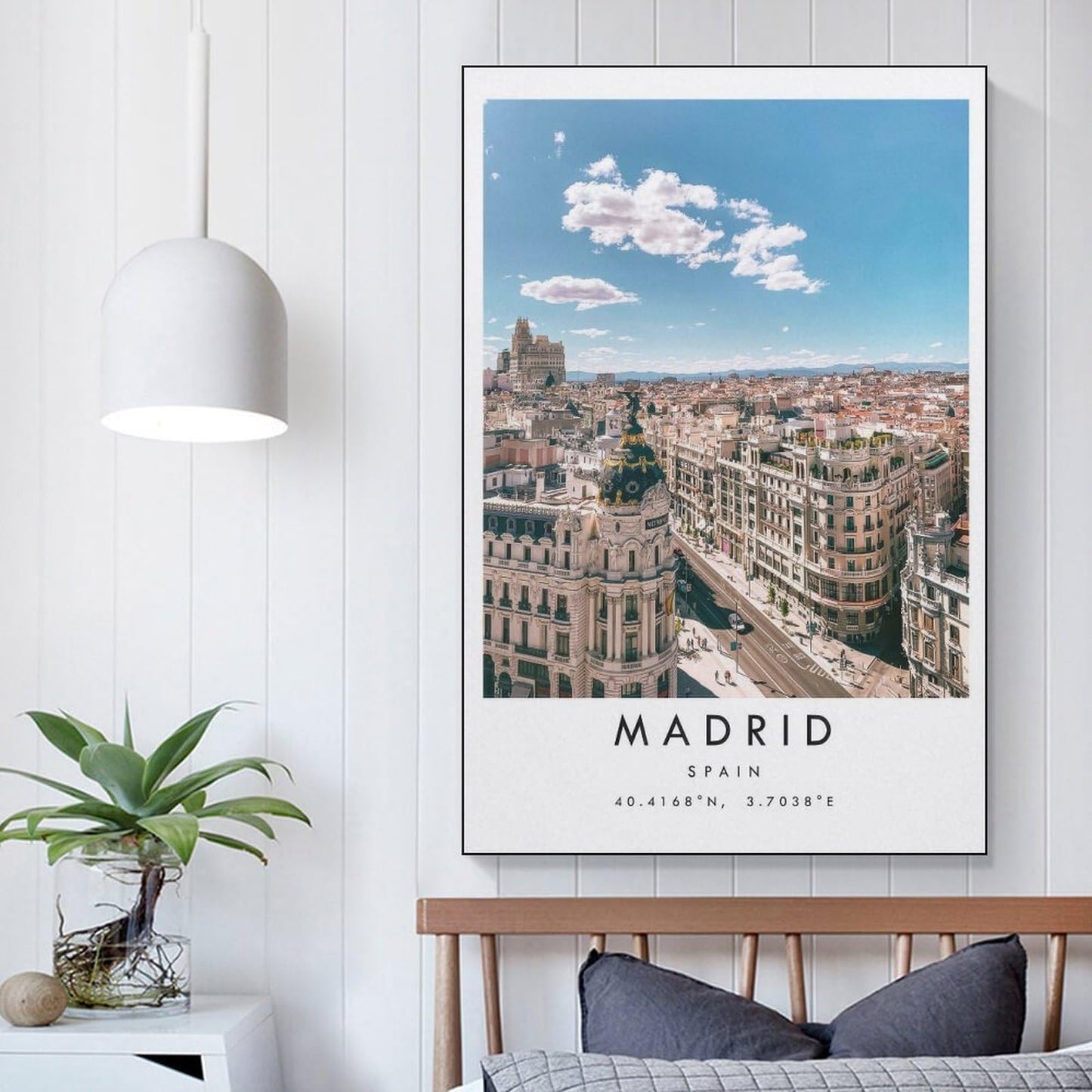 JHXNJDPOST Madrid Poster, Black And White Art, Spain Canvas Wall Art Aesthetic Decorative Painting Living Room Restaurants, Pool Halls And Hotelsstyle-8 12x18inch(30x45cm)