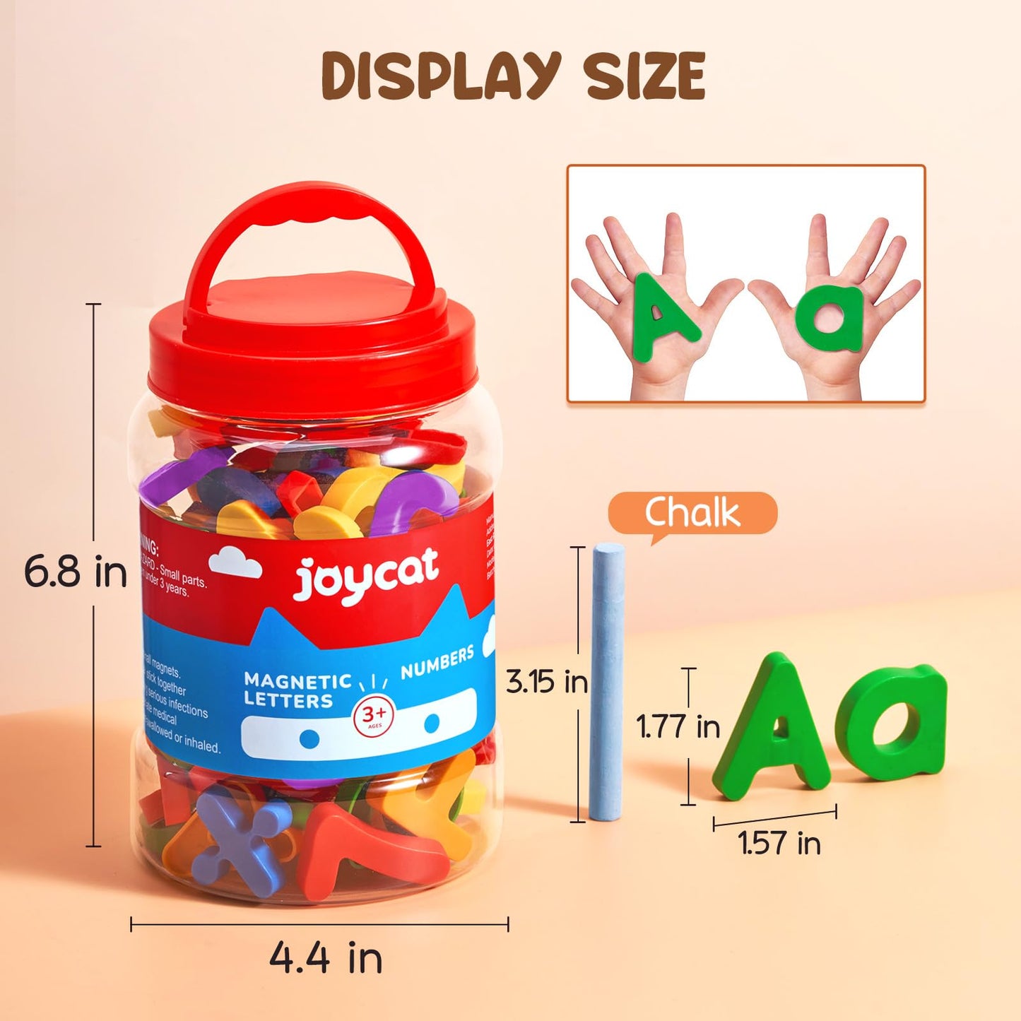 JoyCat 104 Pieces Magnetic Letters Numbers Alphabet Fridge Magnets ABC 123 Preschool Educational Learning Plastic Colorful Toy Set Uppercase Lowercase Math Symbols for Toddlers Kids 3+