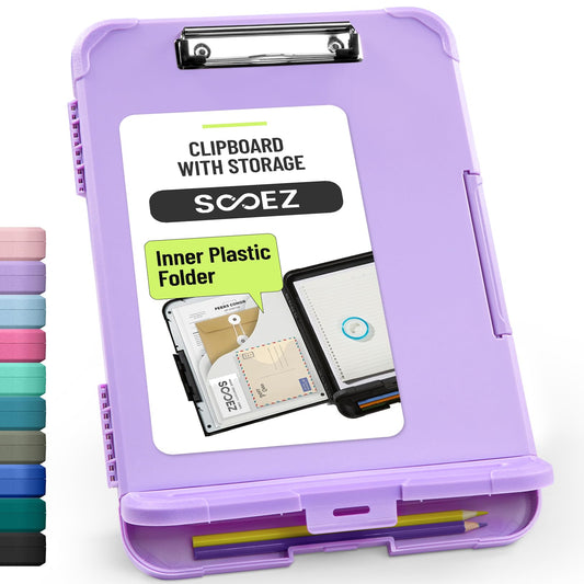 Sooez Reinforced Clipboard with Storage, Inner Plastic Folder Attached, Heavy Duty Clip Boards 8.5x11 with Pen Holder, High Capacity Nursing Clipboards for Teacher Office Home, Letter / A4 Size