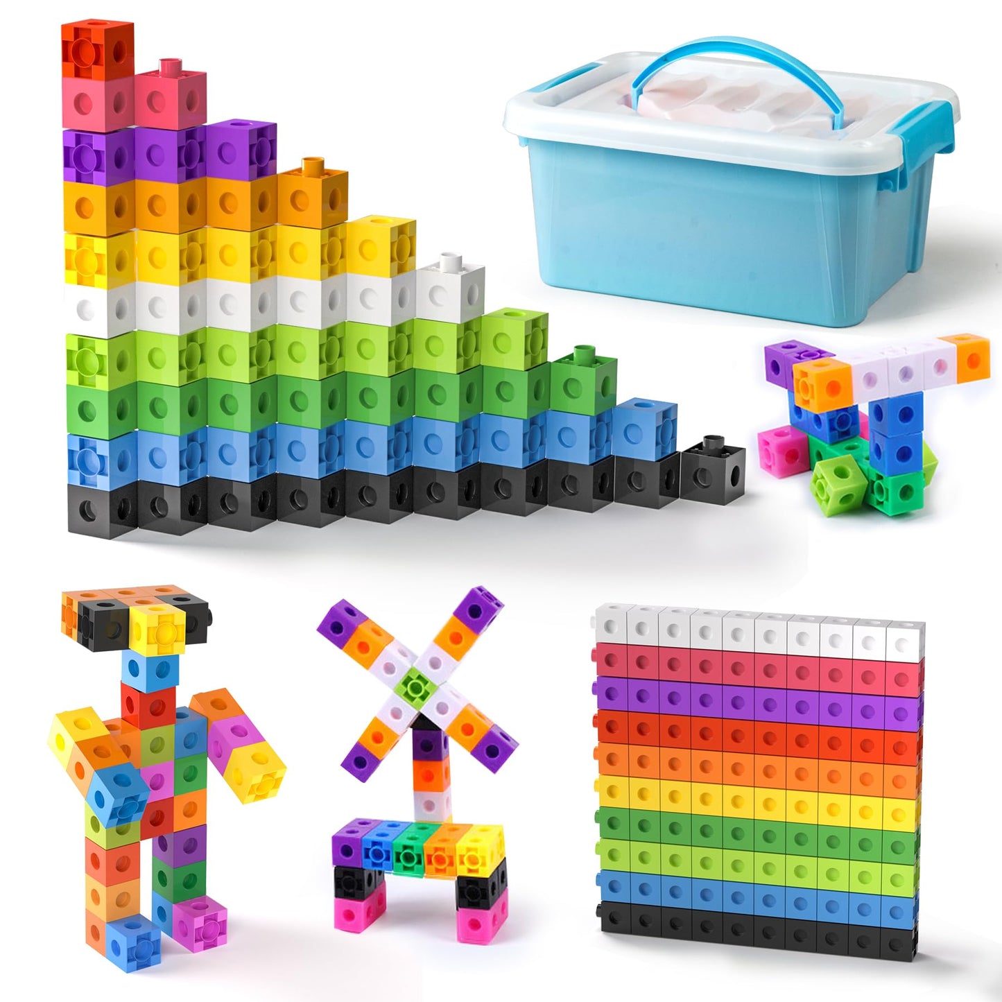 TOMMYHOME Math Linking Cubes with Box 301PCS, Preschool Math Manipulative, Kids Counting Blocks Play Set, Suitable for Learning Educational Supplies in Kindergarten. Great Gift for Boys & Girls (1)