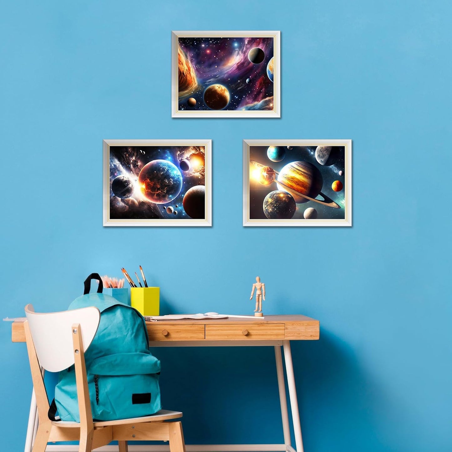 Quanhaigou Glow in The Dark 3D Space Wall Decals, Set of 3 Galaxy Window Stickers for Wall,Planet Themed Room Decor for Kids Boys (Galaxy Glow Green)