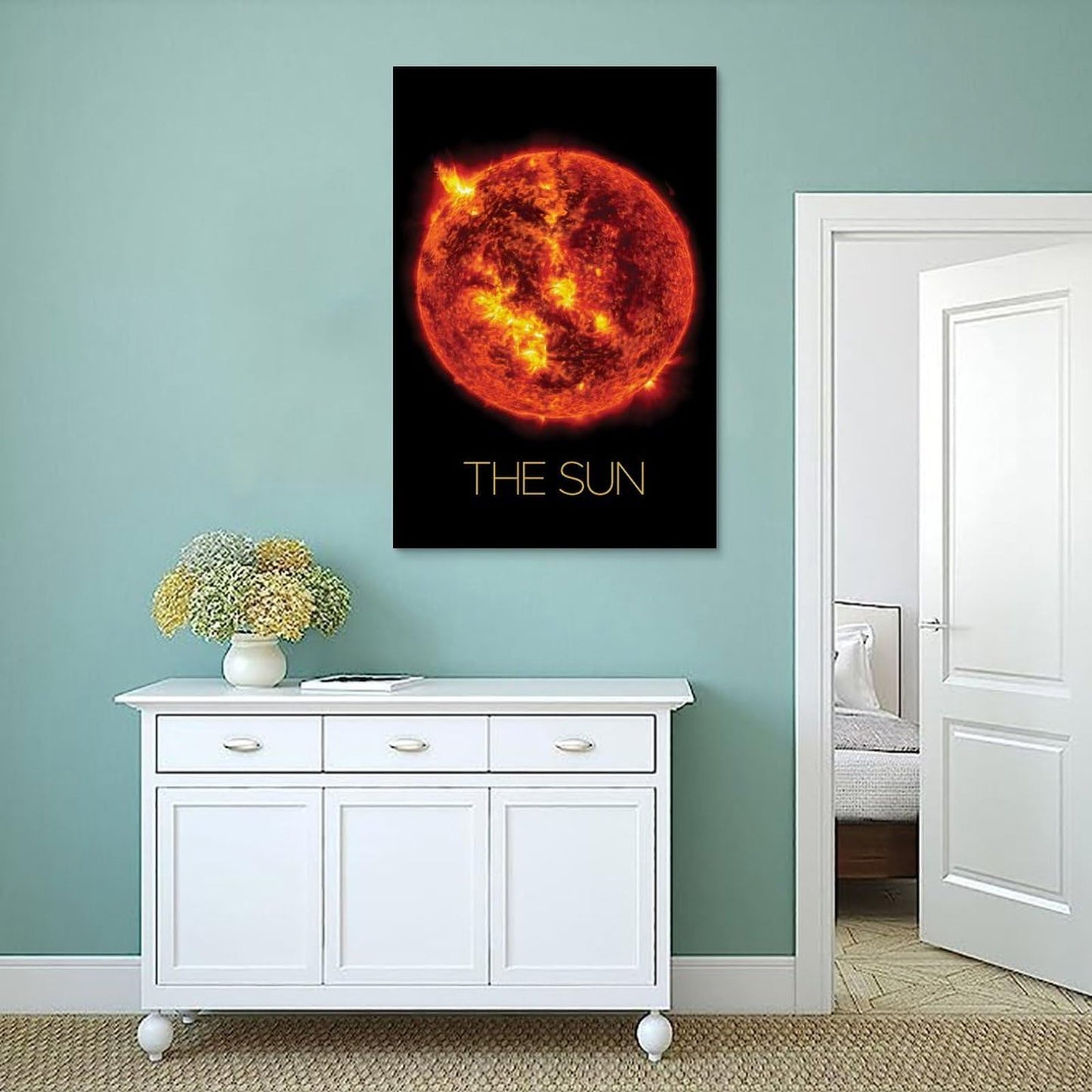 XIAOLOUTINYU Solar System Canvas Wall Art - The Sun star Space Poster for Kids Room Bedroom Classroom, STEM Educational Astronomy Decor, Science Gift for Boys Girls Teens, 16x24 Inch Unframed